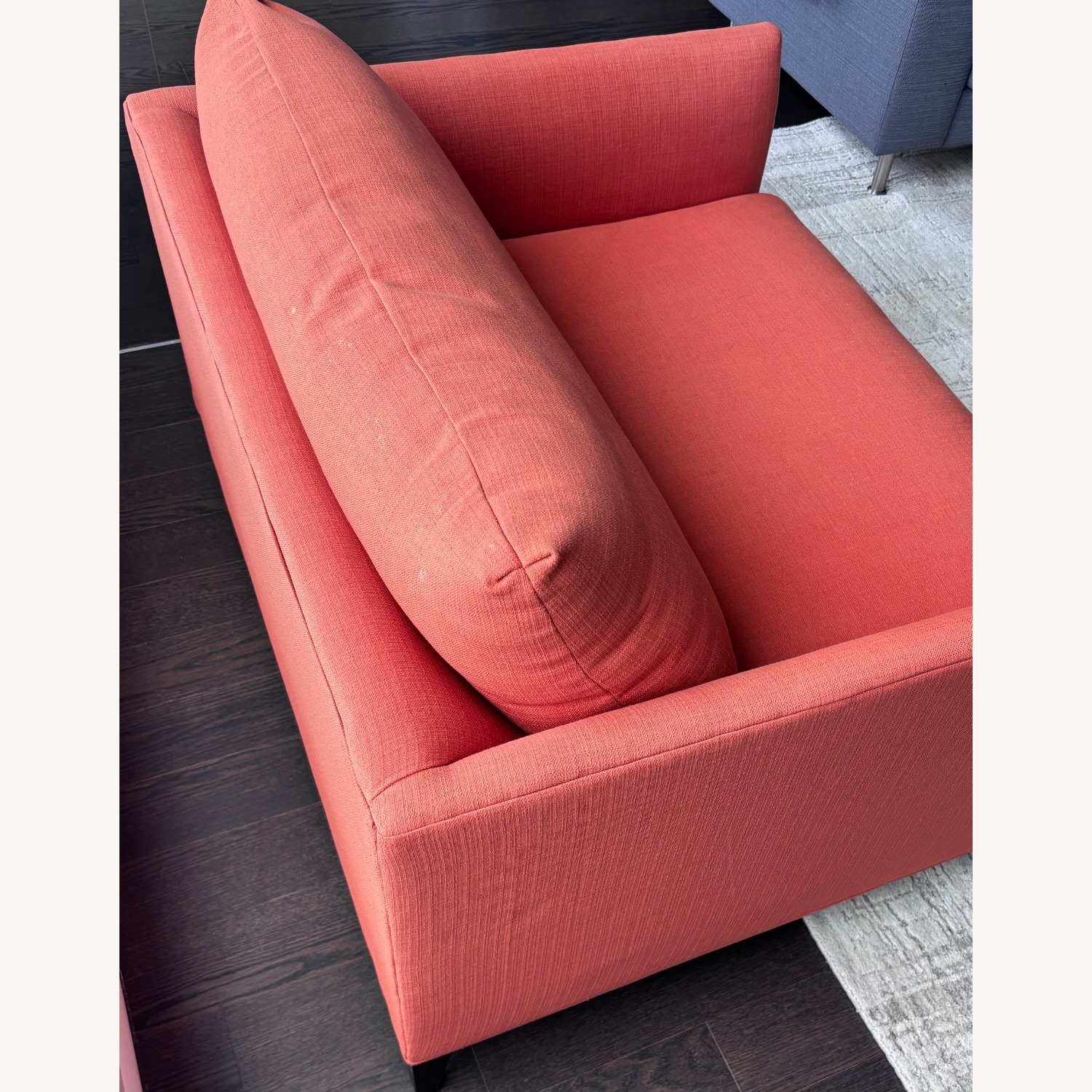 Crate & Barrel Orange Klyne Chair and a Half - image-4