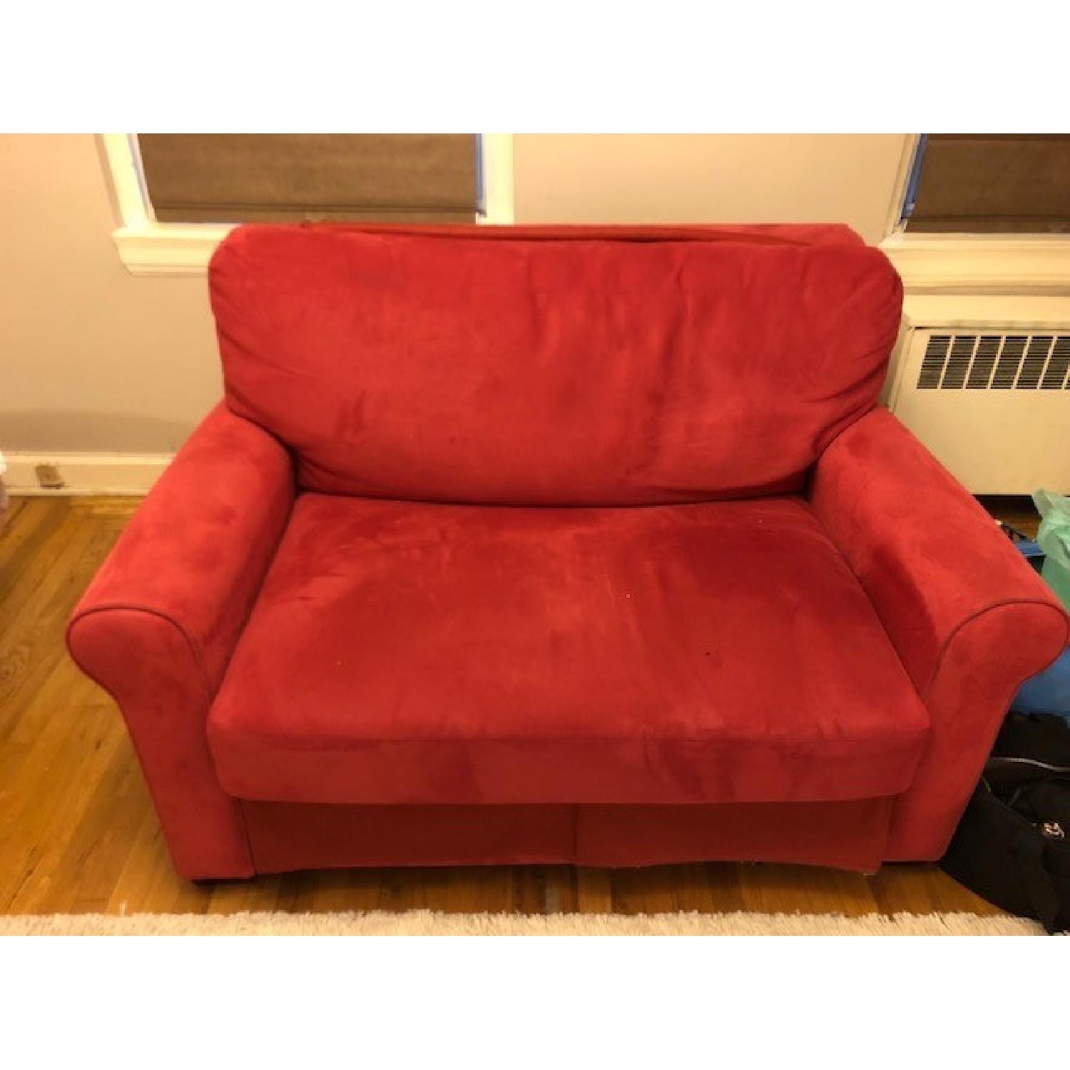 American Leather Red Twin Size Sleeper Sofa - image-1