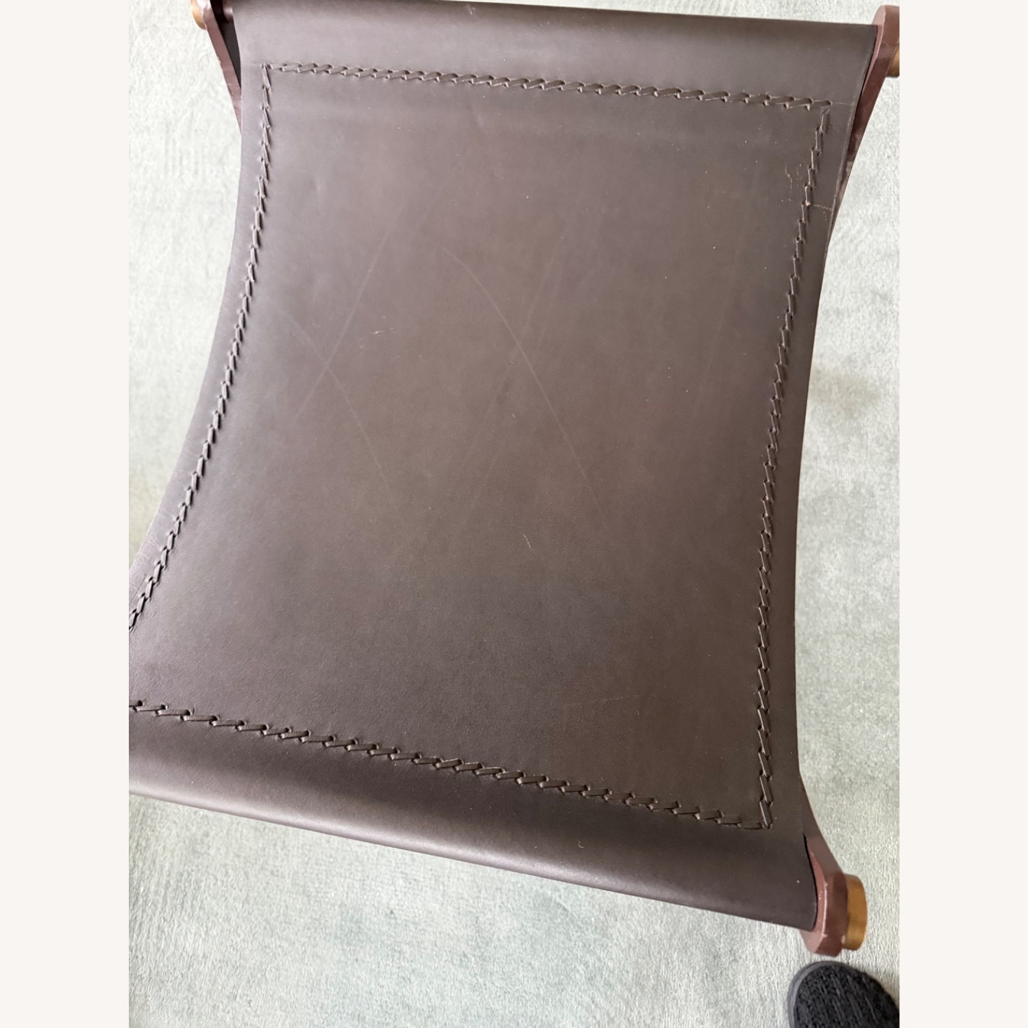 Hollywood Regency Leather and Iron/Brass Ottoman - image-2