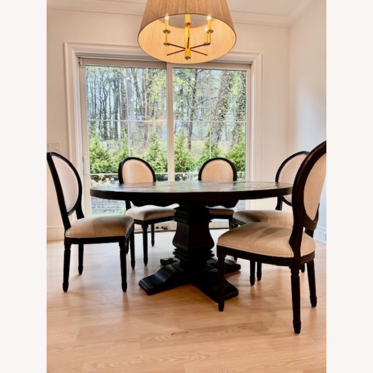 Restoration Hardware Salvaged Wood Trestle Round Dining Table - image-2