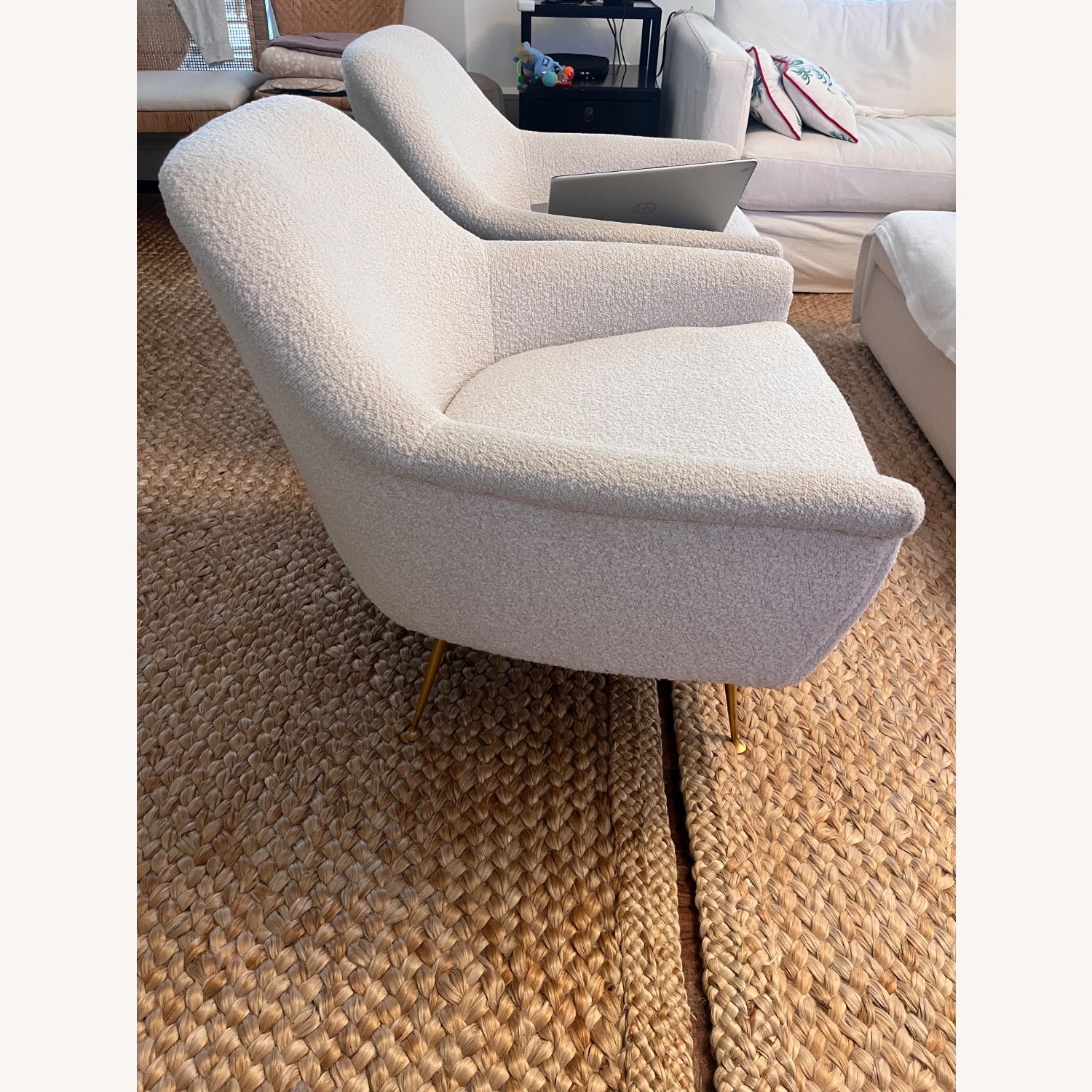 West Elm Phoebe White Fabric Accent Chairs - image-2