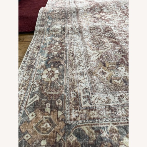 Used Magnolia Home Area Rug 7 x 10 Lagoon/Rust Washable for sale on AptDeco