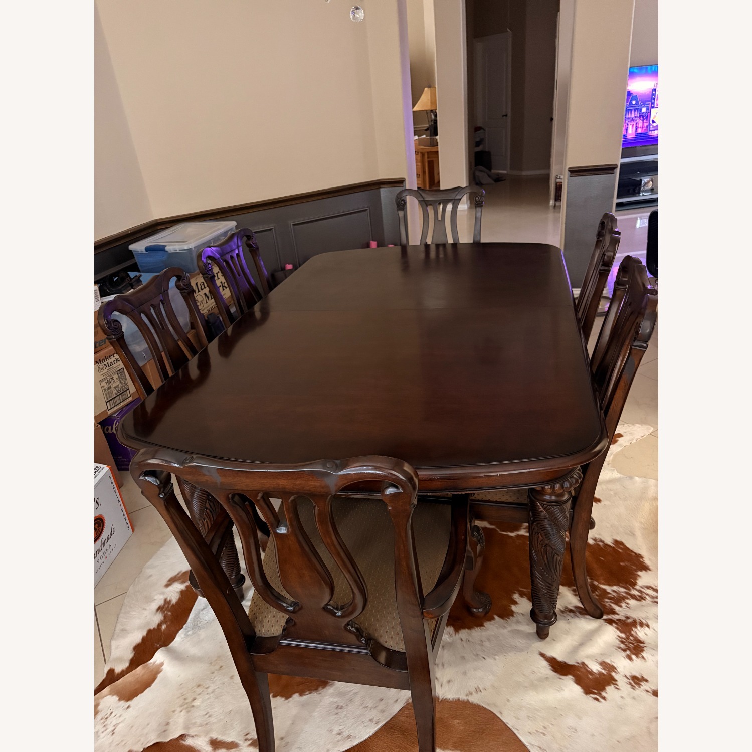 Dark Brown Wood Dining Set - image-2