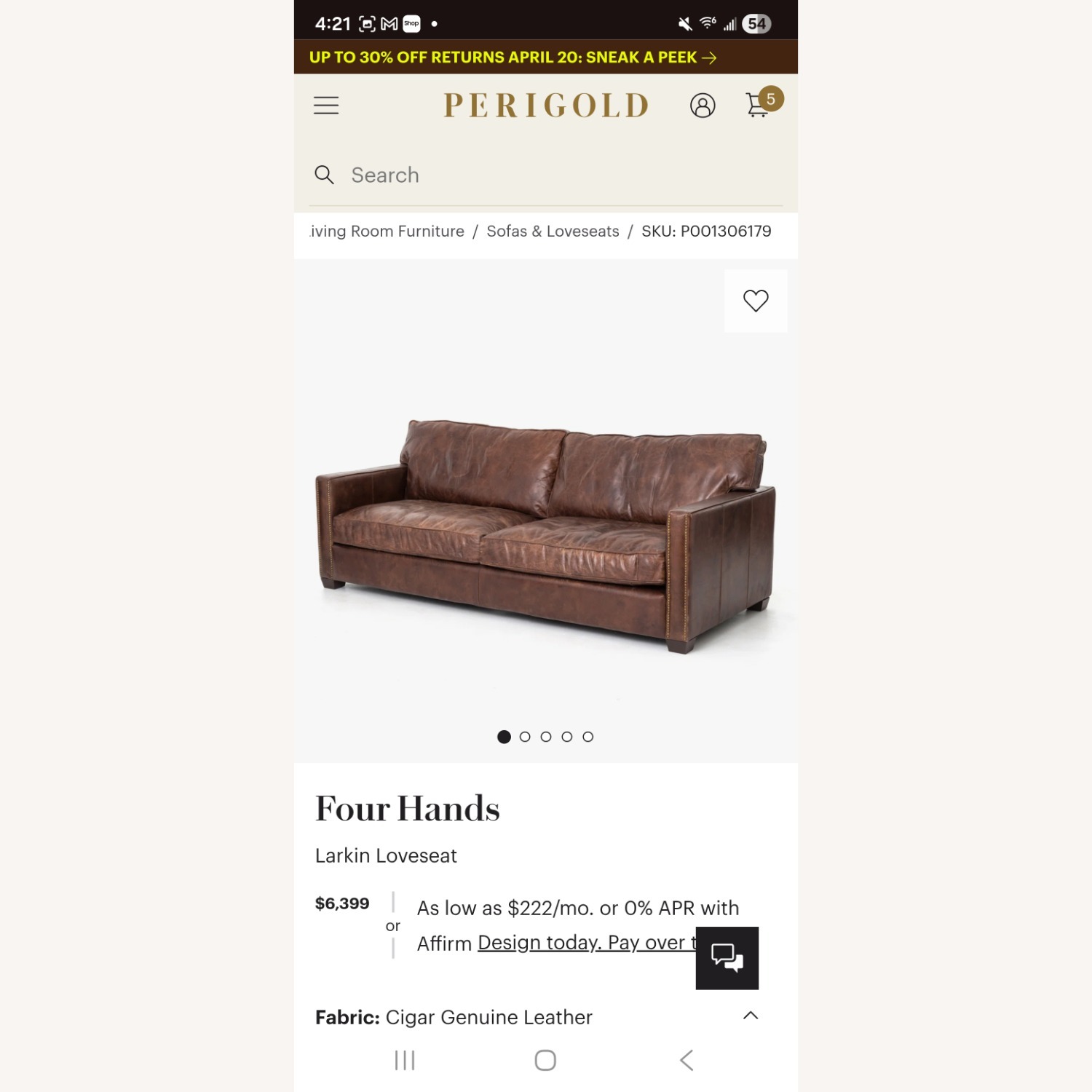 Four Hands Larkin Light Brown 3+ Seater Sofa - image-1