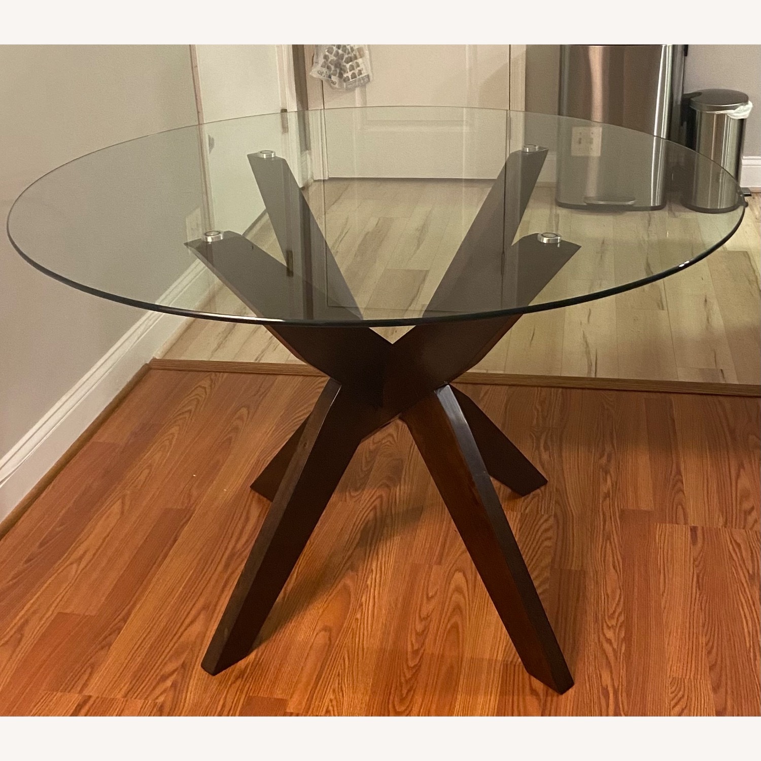 Macy's Amy Dark Brown Glass Dining Table - image-2