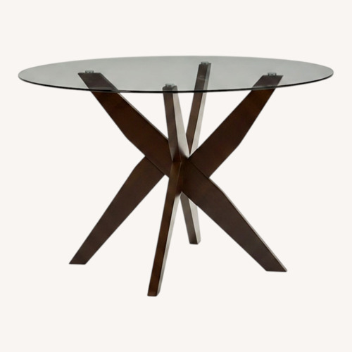 Used Macy's Amy Dark Brown Glass Dining Table for sale on AptDeco