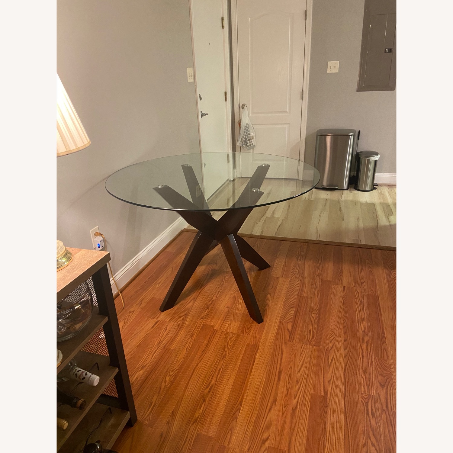 Macy's Amy Dark Brown Glass Dining Table - image-3