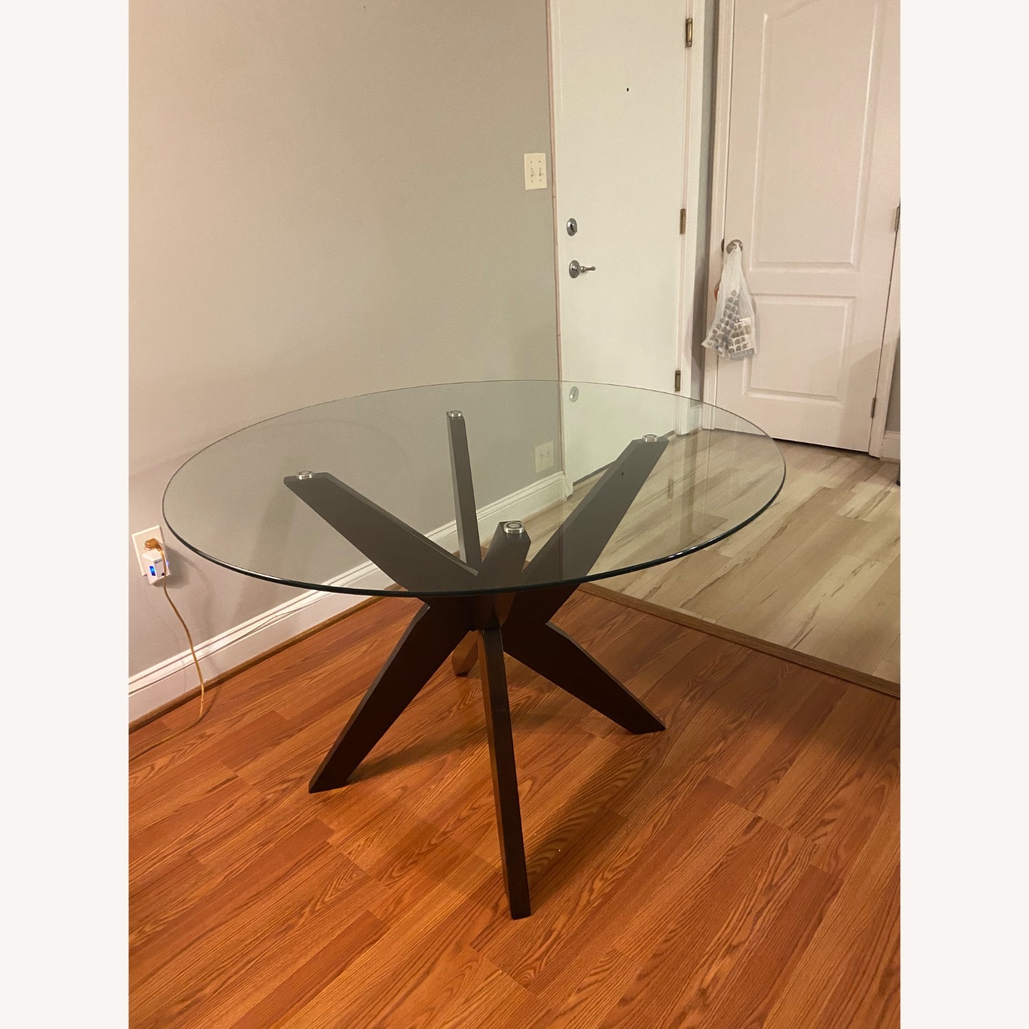 Macy's Amy Dark Brown Glass Dining Table - image-1