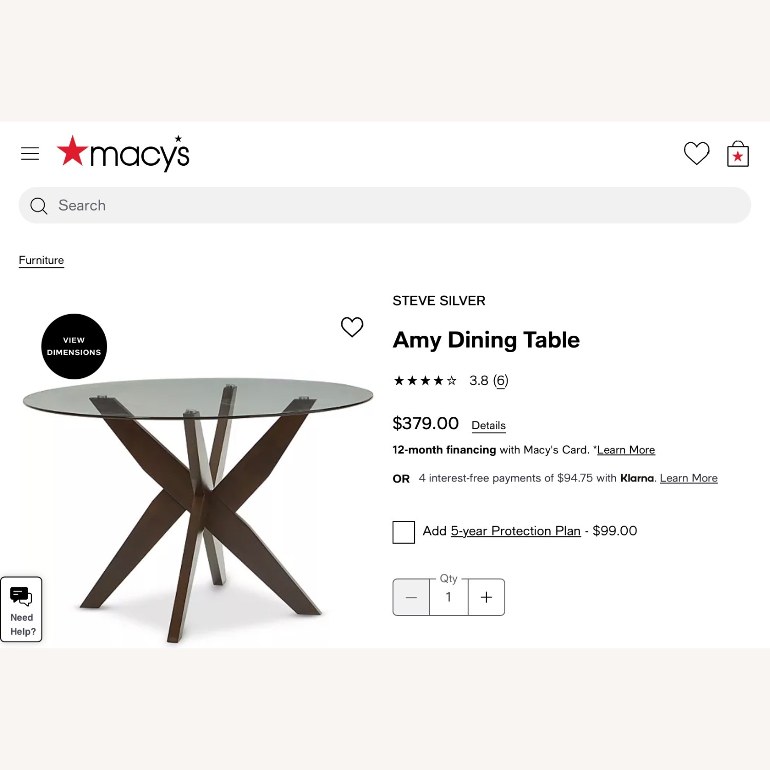 Macy's Amy Dark Brown Glass Dining Table - image-4