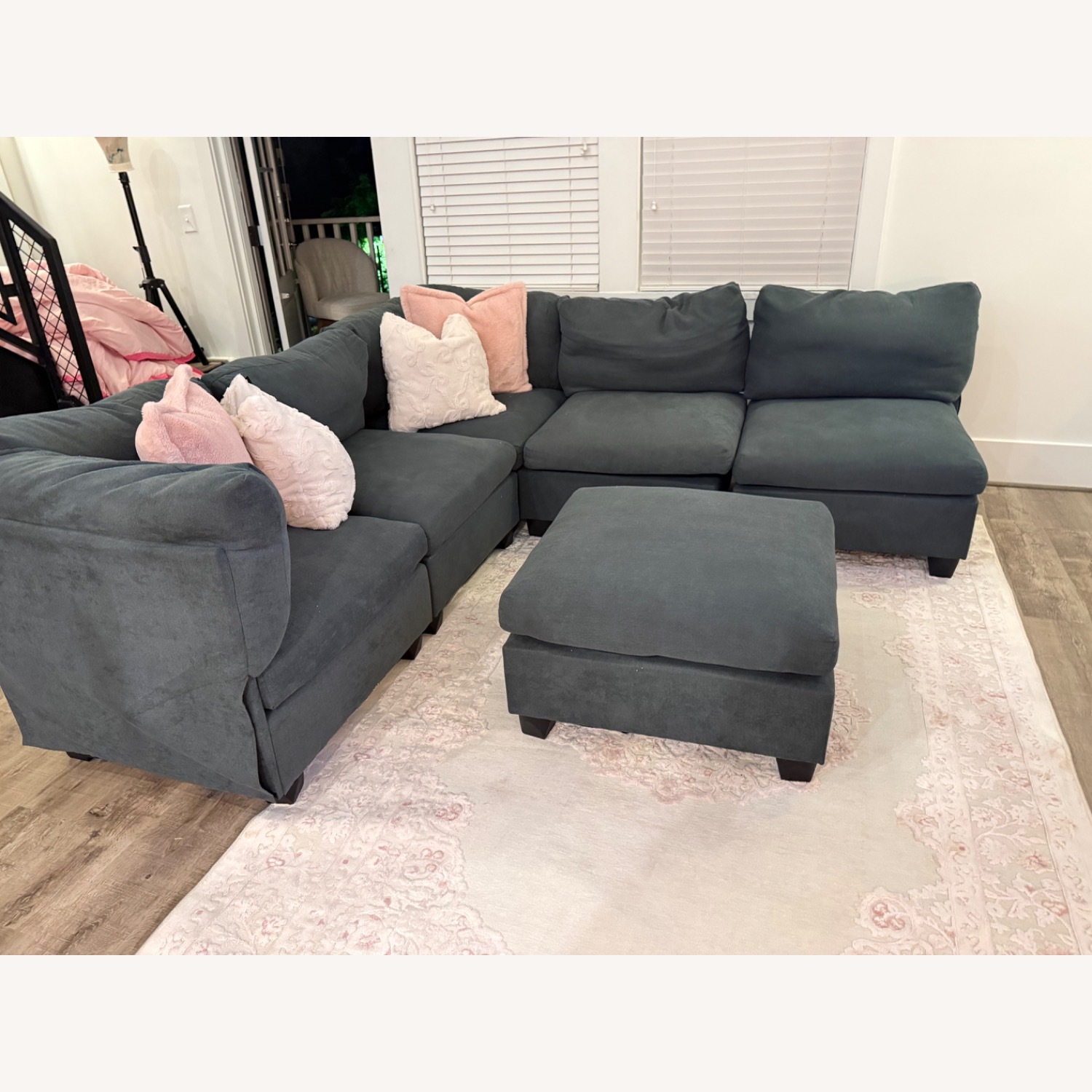 Dark Gray Fabric 3+ Seater Sofa - image-2