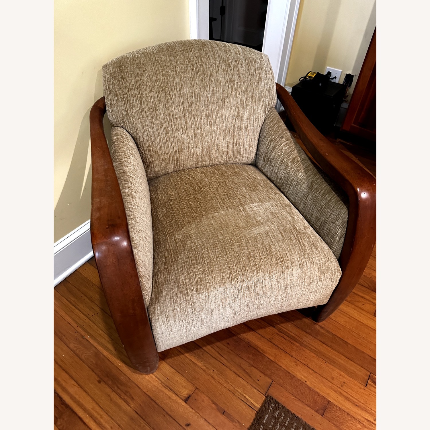 Gold Fabric Accent Chair - image-1