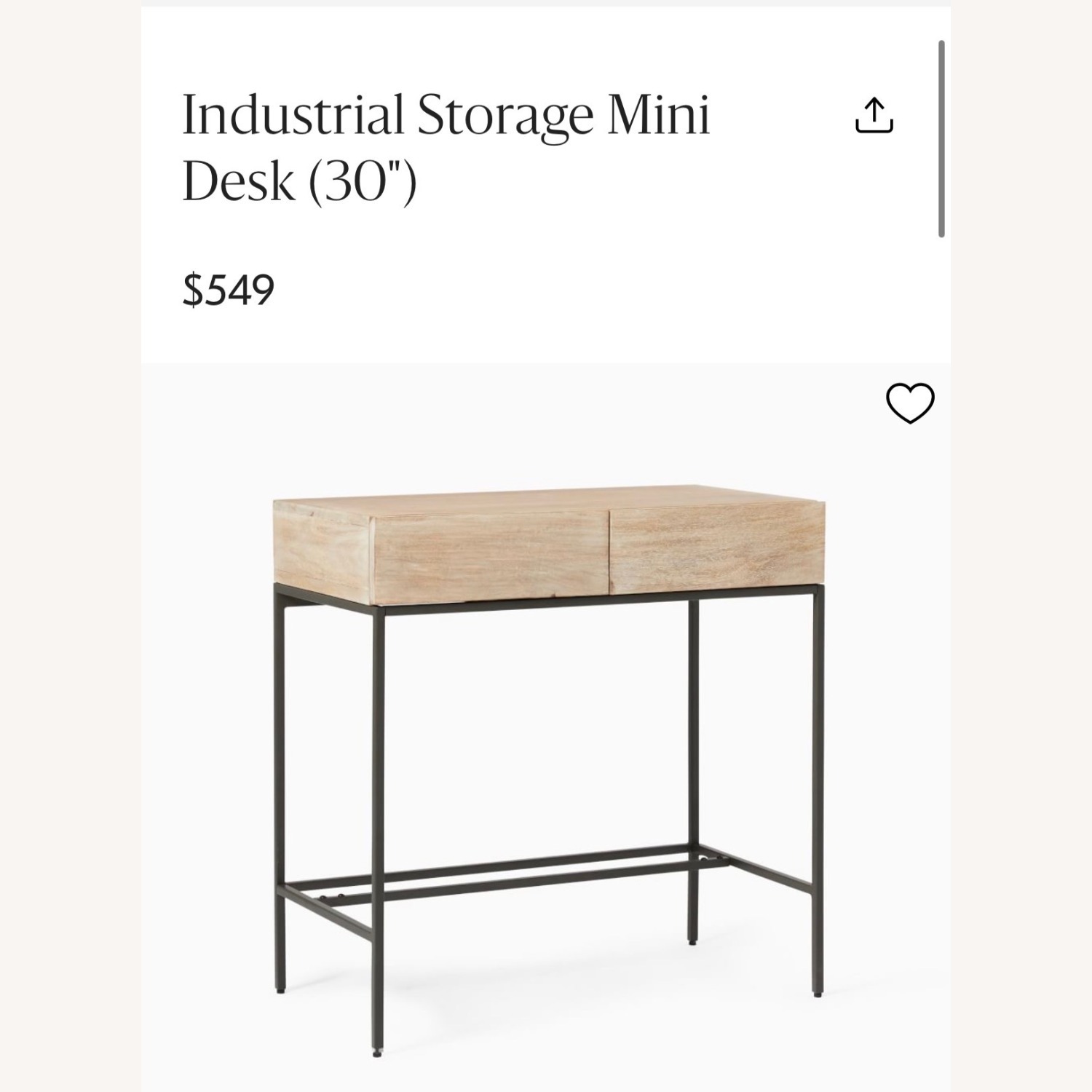 West Elm Industrial Storage Mini Desk 30" - image-4