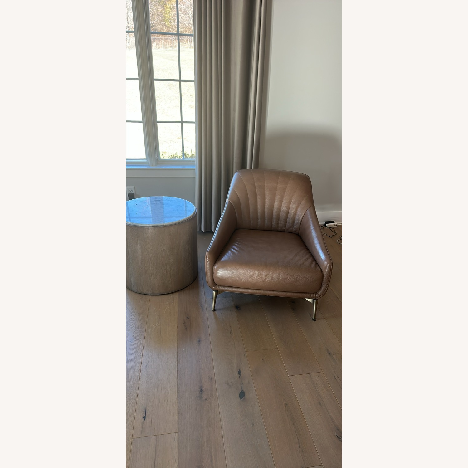 Natuzzi Light Brown Leather Accent Chair - image-1