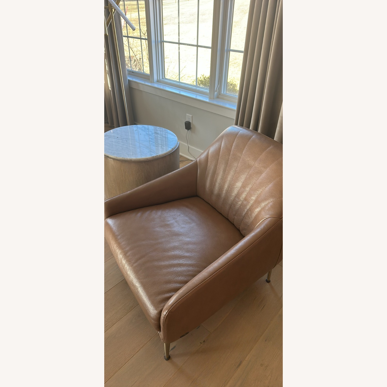 Natuzzi Light Brown Leather Accent Chair - image-2