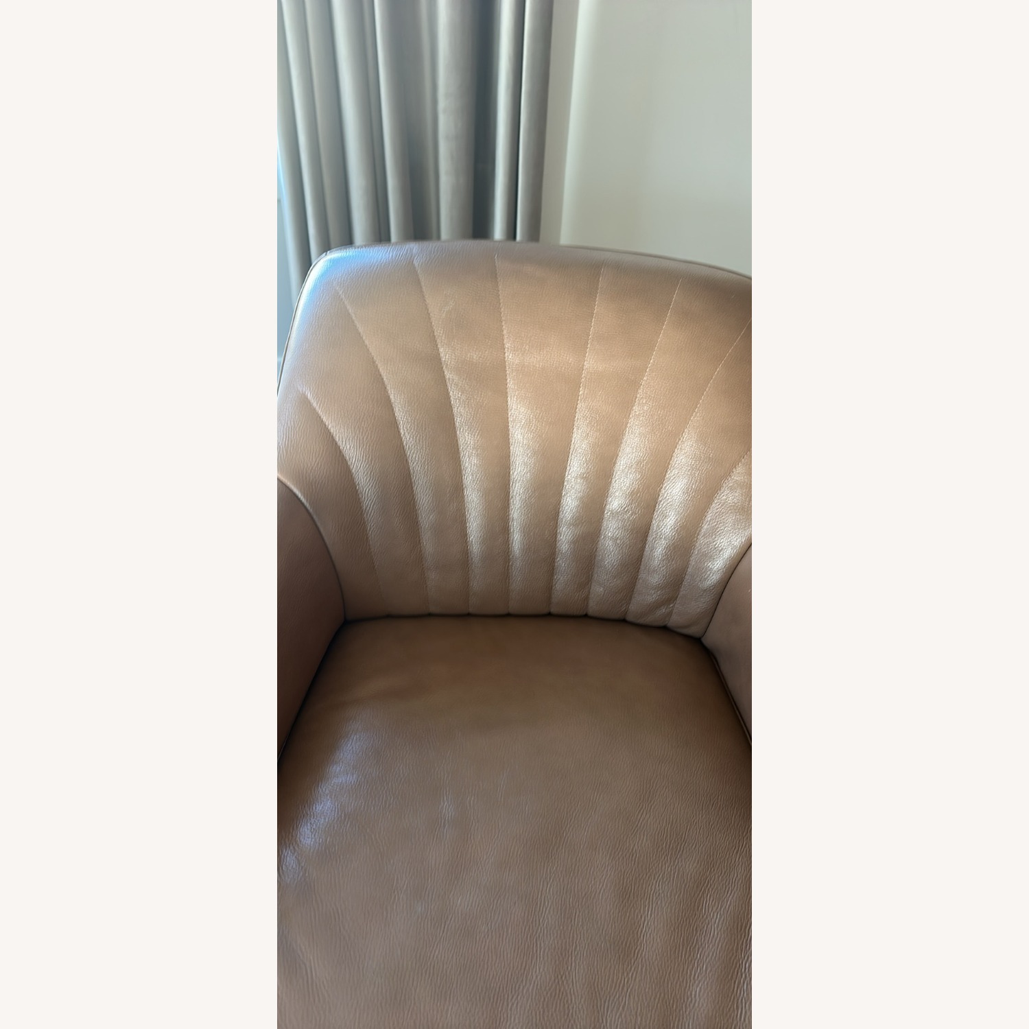 Natuzzi Light Brown Leather Accent Chair - image-5