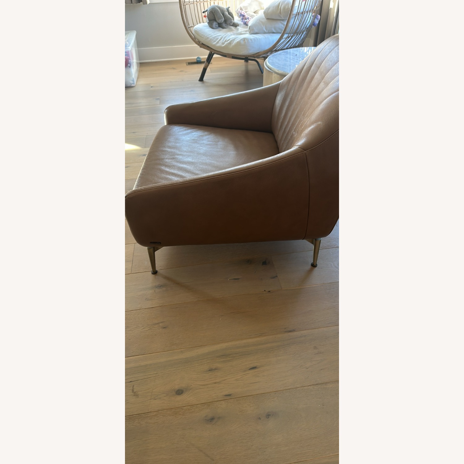 Natuzzi Light Brown Leather Accent Chair - image-3