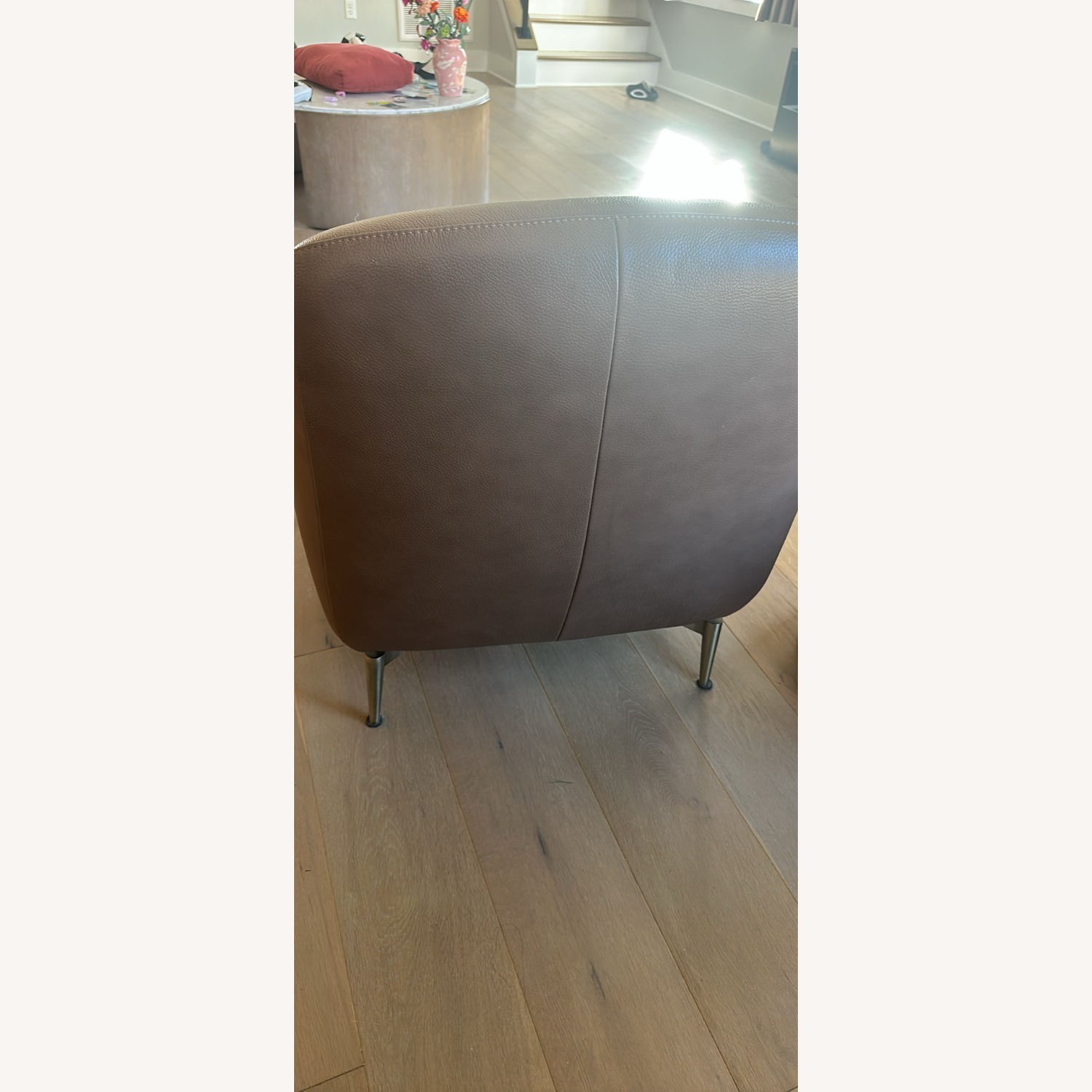 Natuzzi Light Brown Leather Accent Chair - image-4