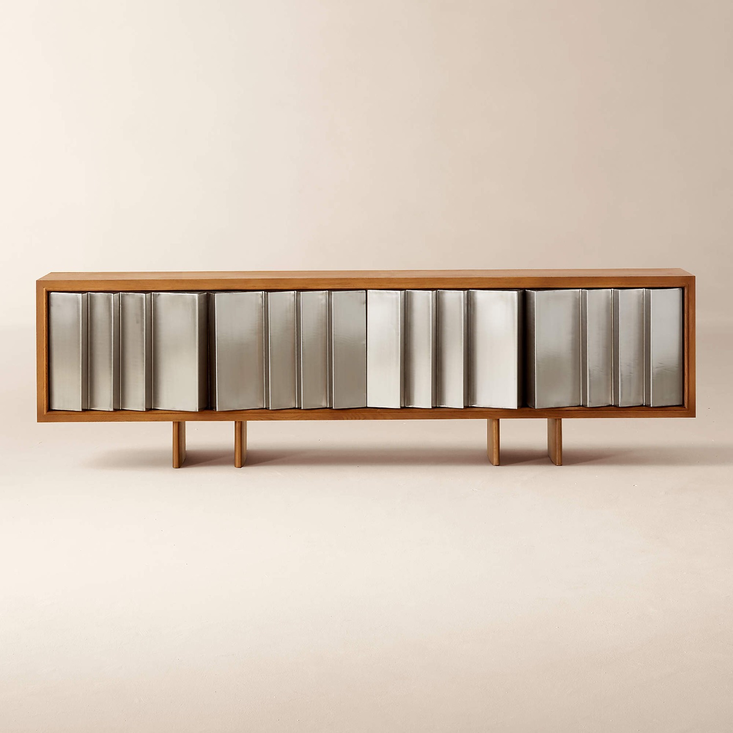 CB2 Steel & Oak Media Console - image-1