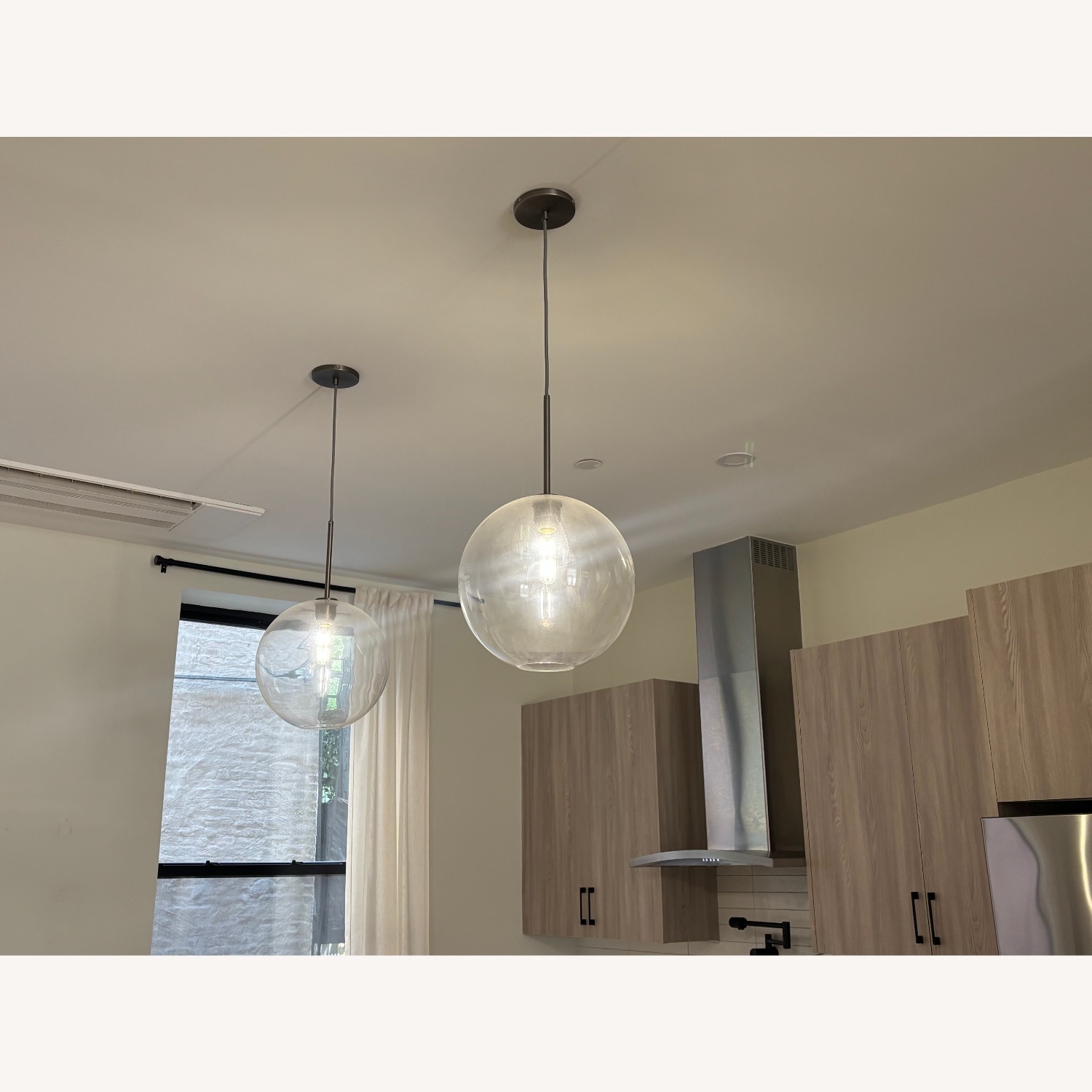 West Elm 13” Sculptural Globe Pendant Lights (Set of 2) - image-1