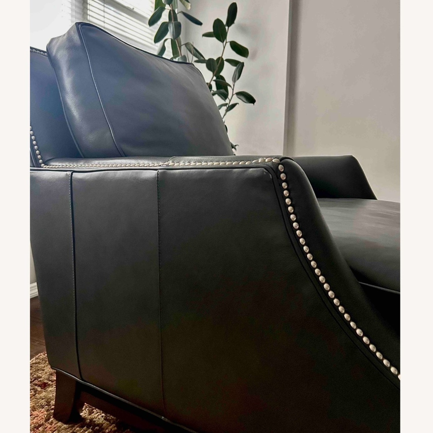 Dark Gray Leather Accent Chair - Bradington+Young - image-2