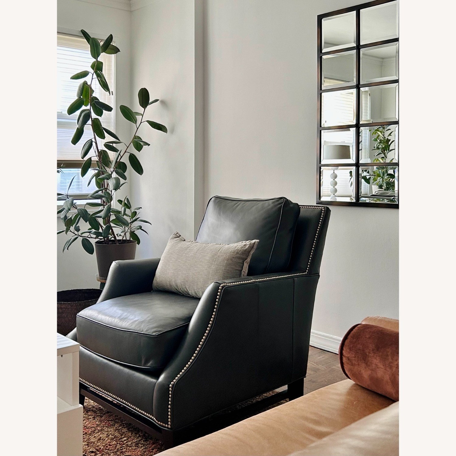 Dark Gray Leather Accent Chair - Bradington+Young - image-4