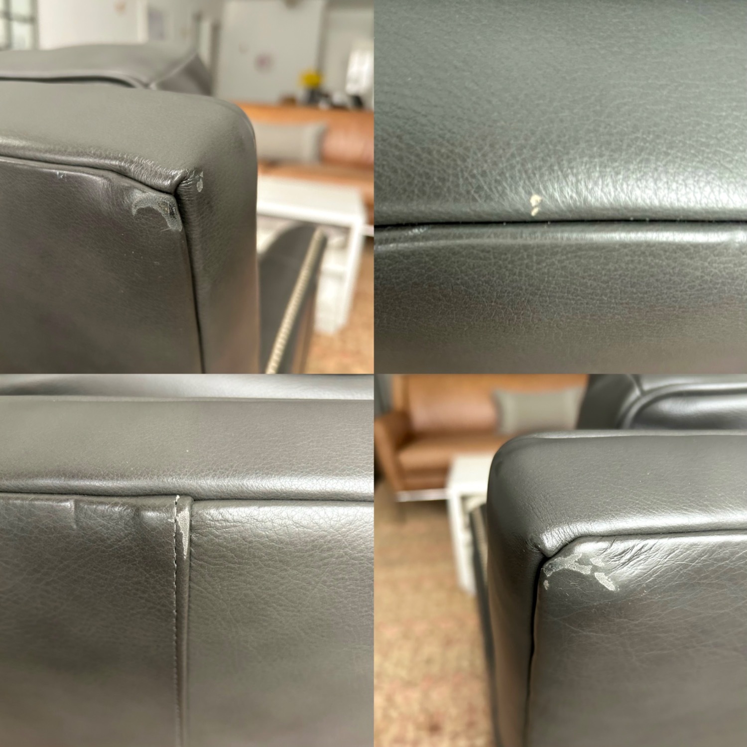 Dark Gray Leather Accent Chair - Bradington+Young - image-6