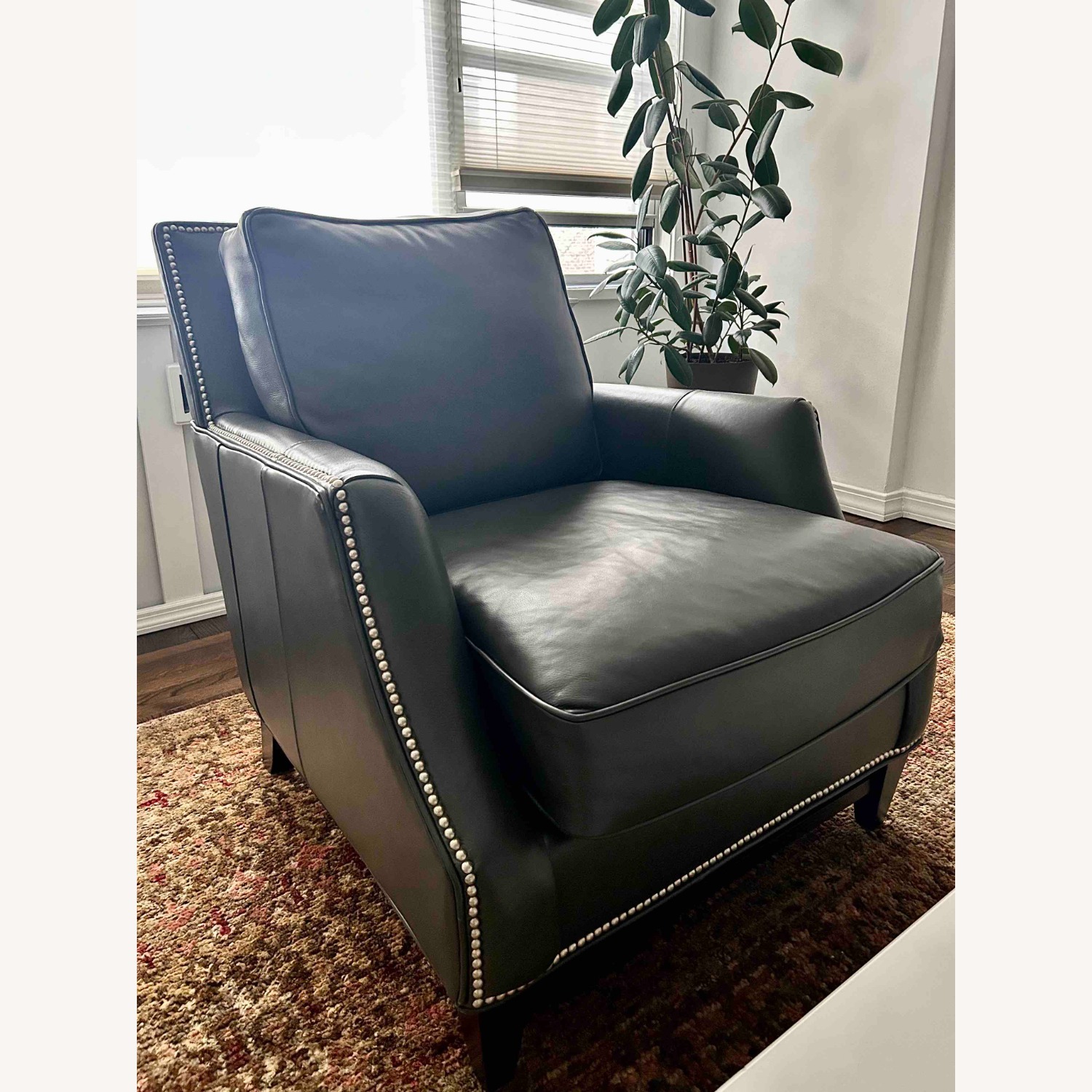 Dark Gray Leather Accent Chair - Bradington+Young - image-1