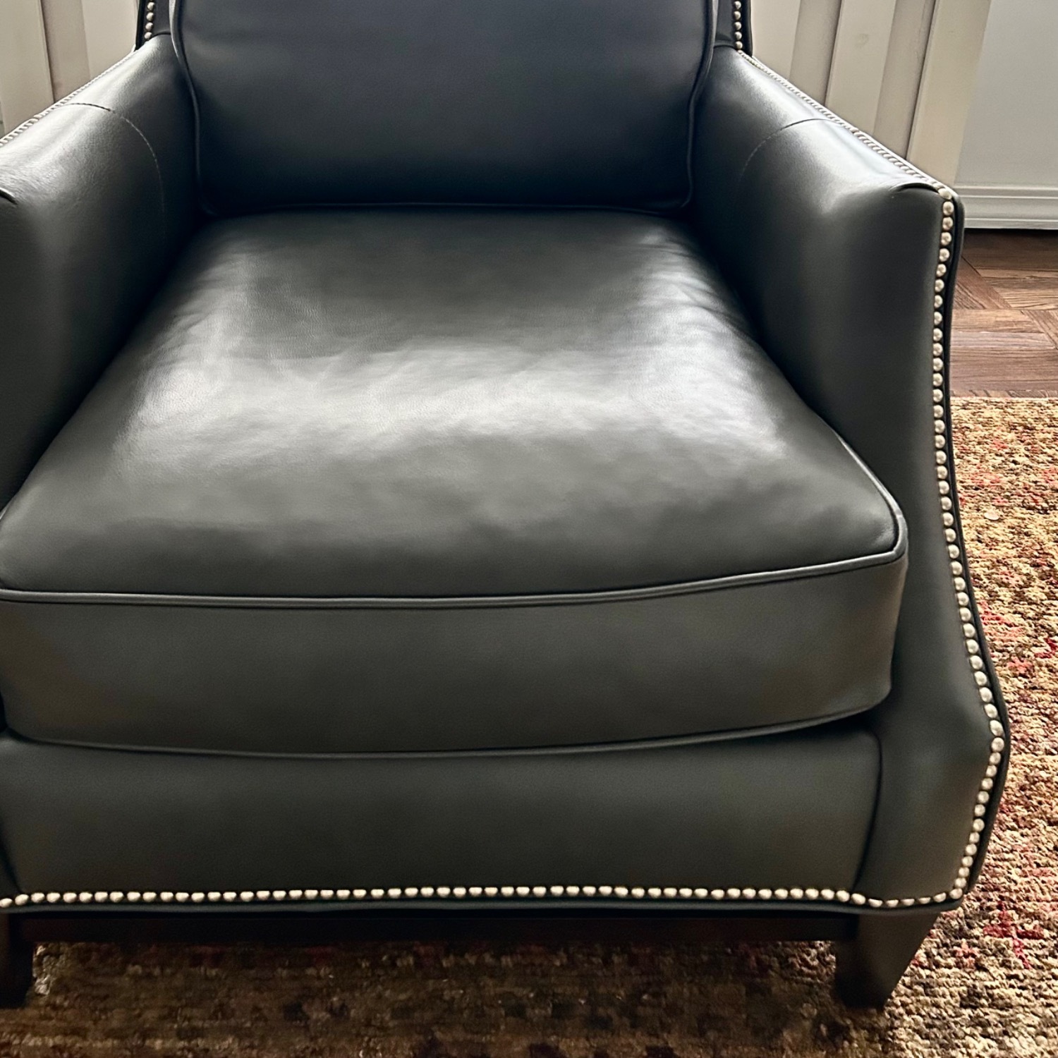 Dark Gray Leather Accent Chair - Bradington+Young - image-7