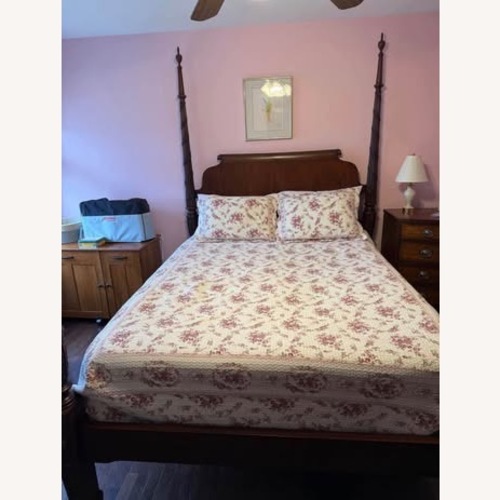 Used Ethan Allen Wood Queen 4 Poster Bed Frame for sale on AptDeco