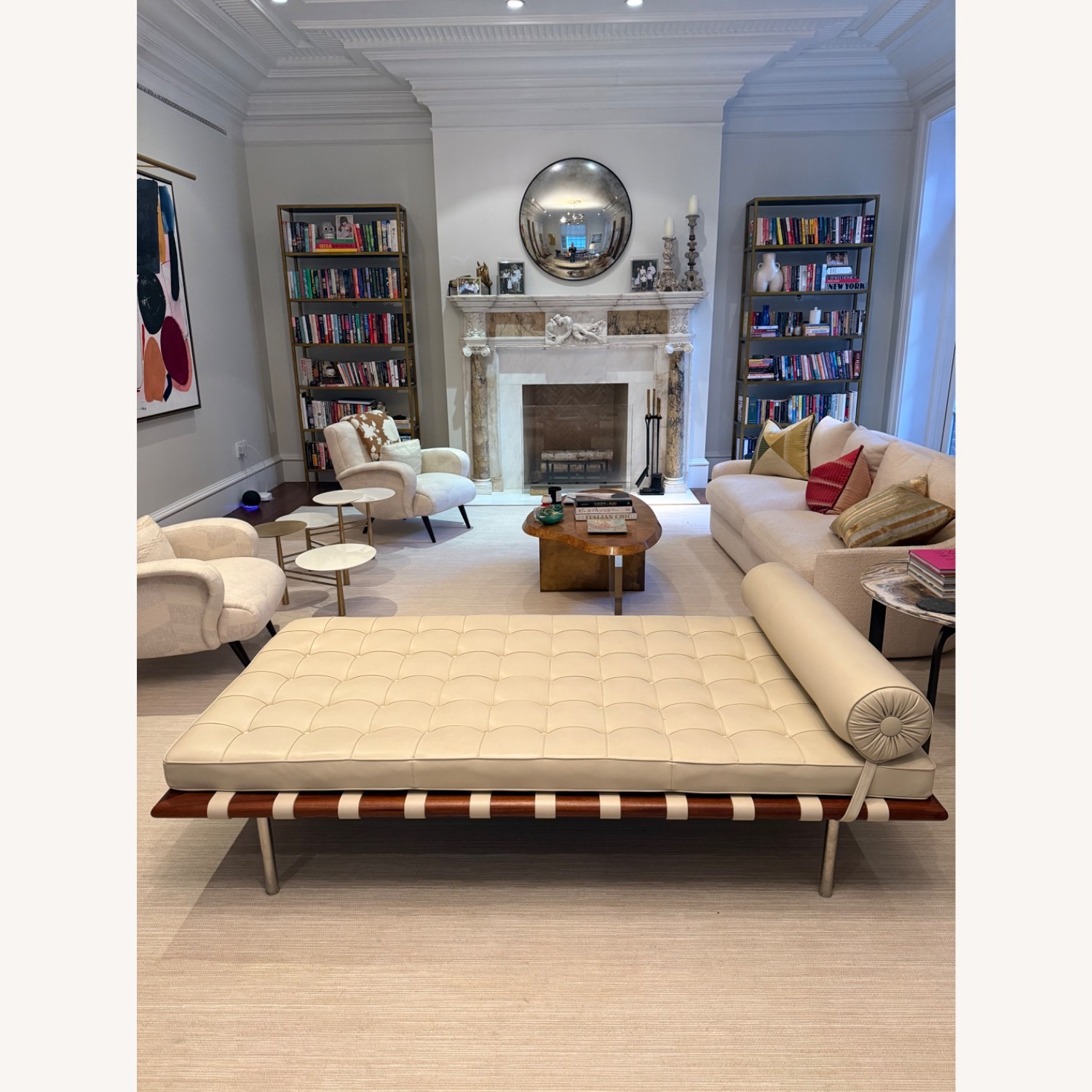 Knoll Barcelona Couch, Ivory Leather - image-1