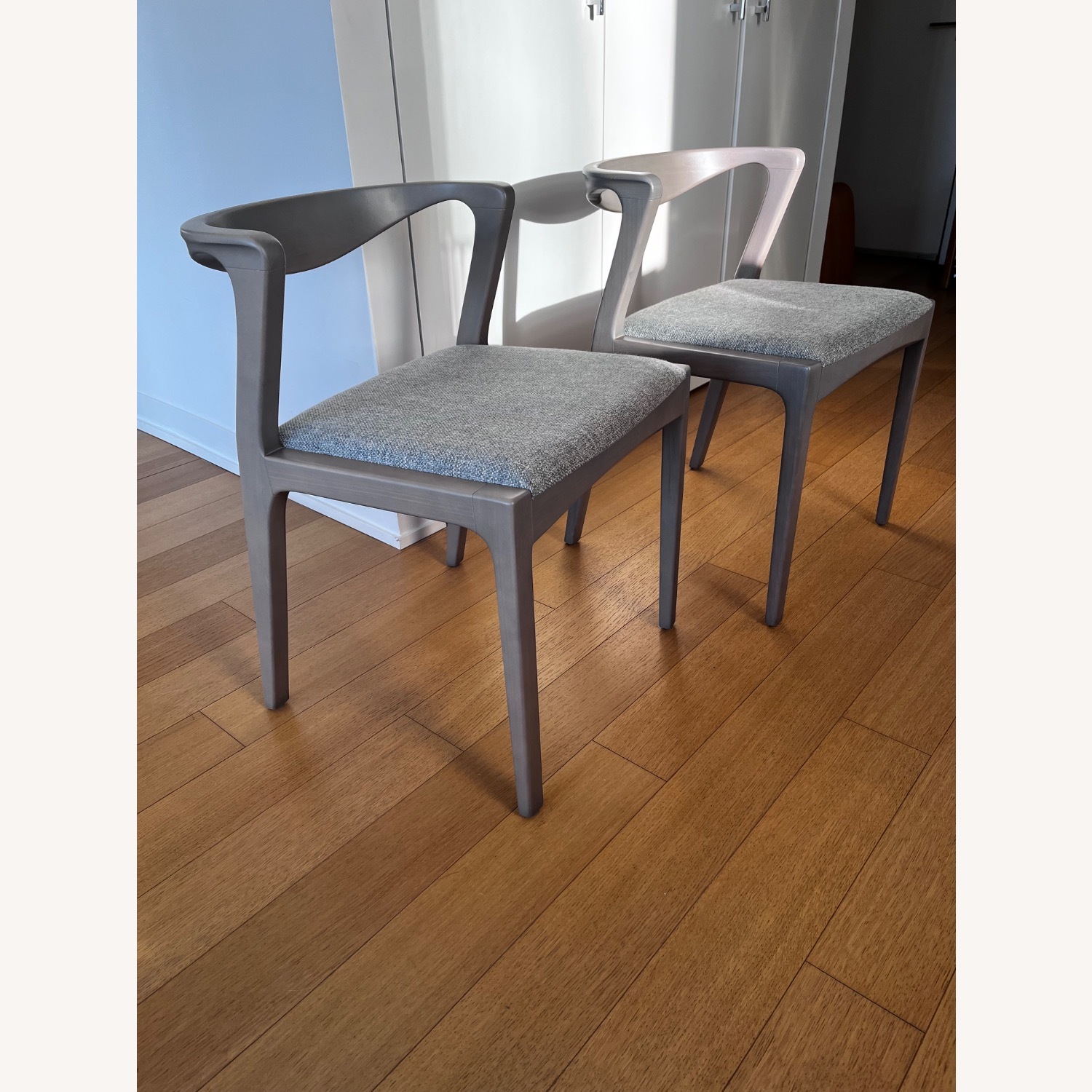 Light Gray Wood Dining Chairs - image-3