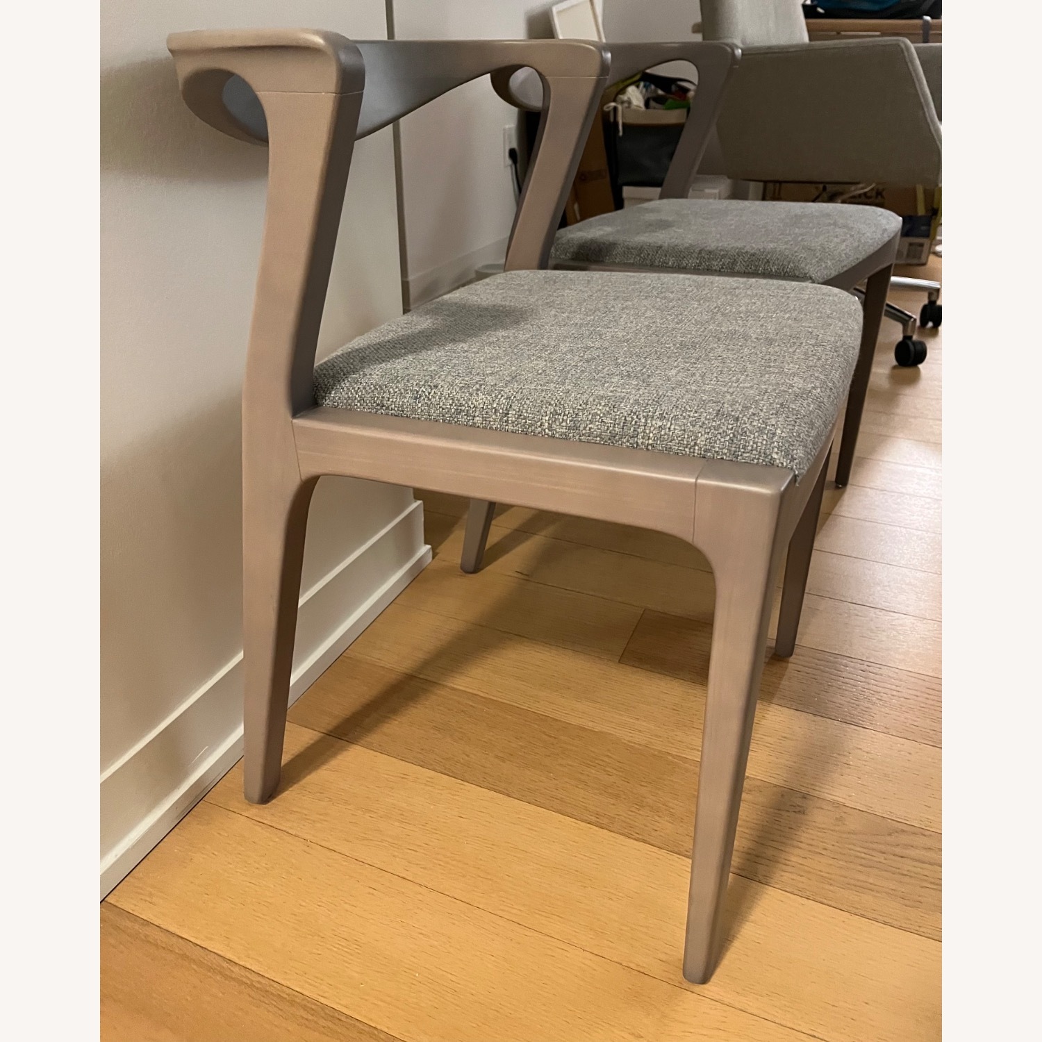 Light Gray Wood Dining Chairs - image-2