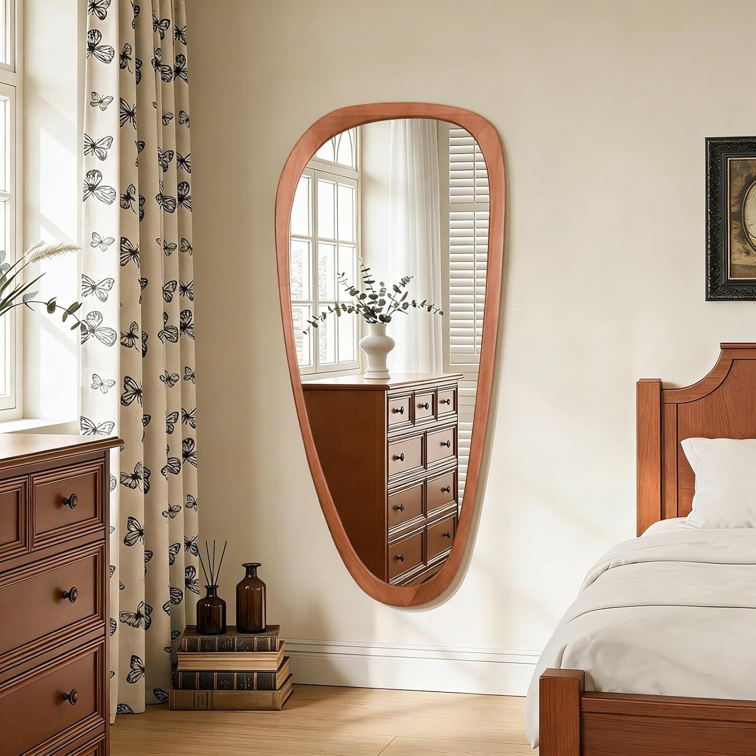 Amazon Wallbeyond Dark Brown Wood Wall Mirror - image-1