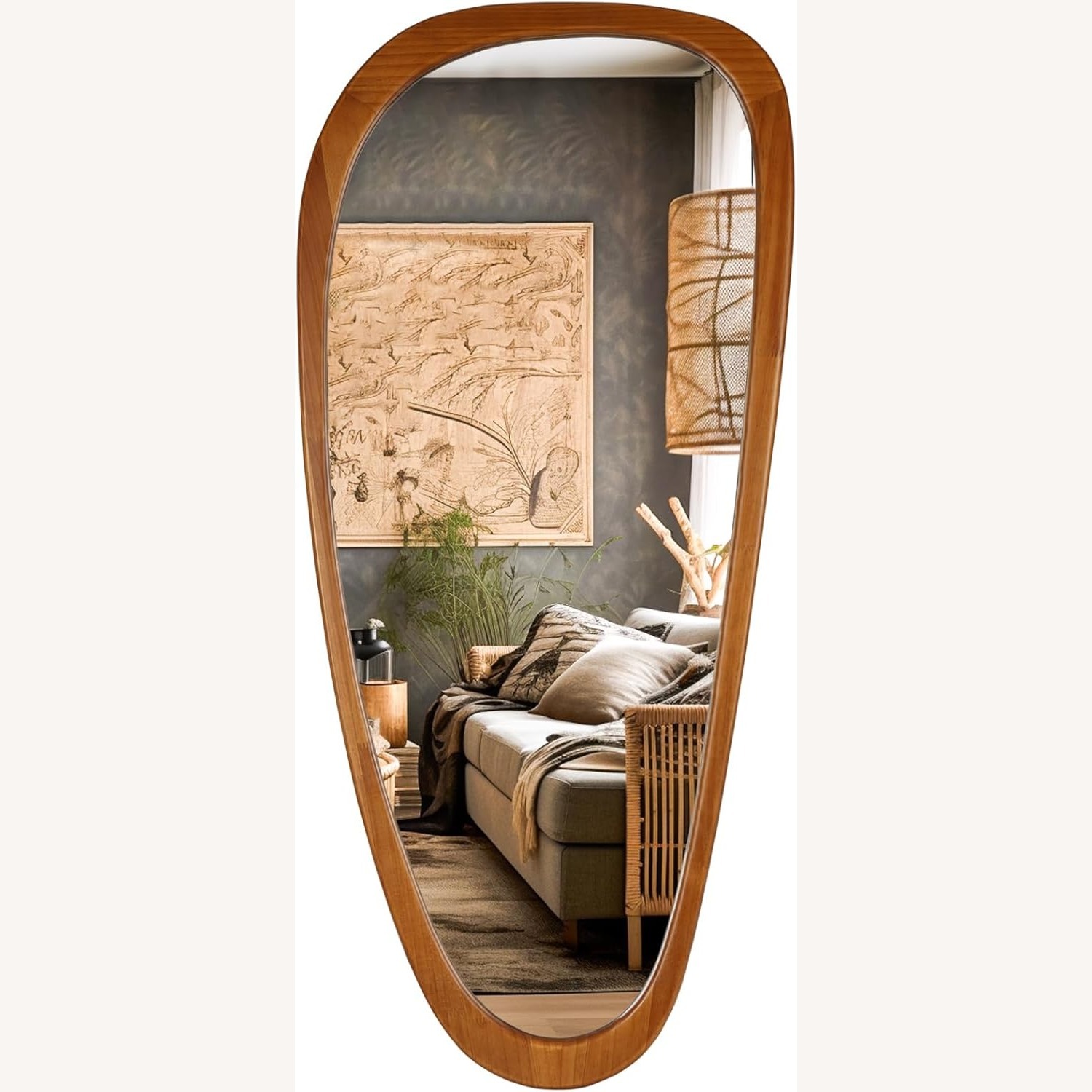 Amazon Wallbeyond Dark Brown Wood Wall Mirror - image-2