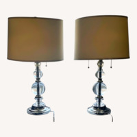Silver Lamps With White Shades