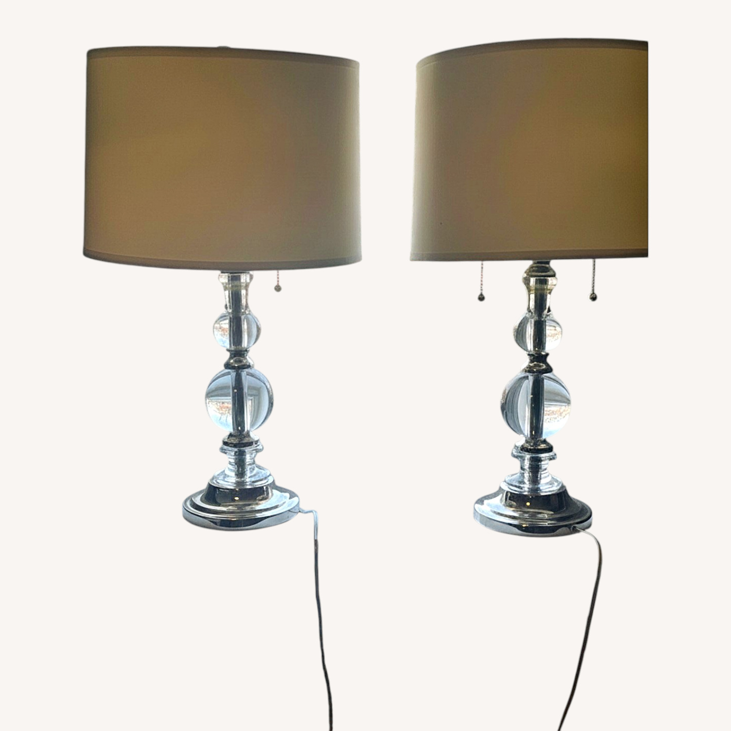 Silver Lamps With White Shades - image-5