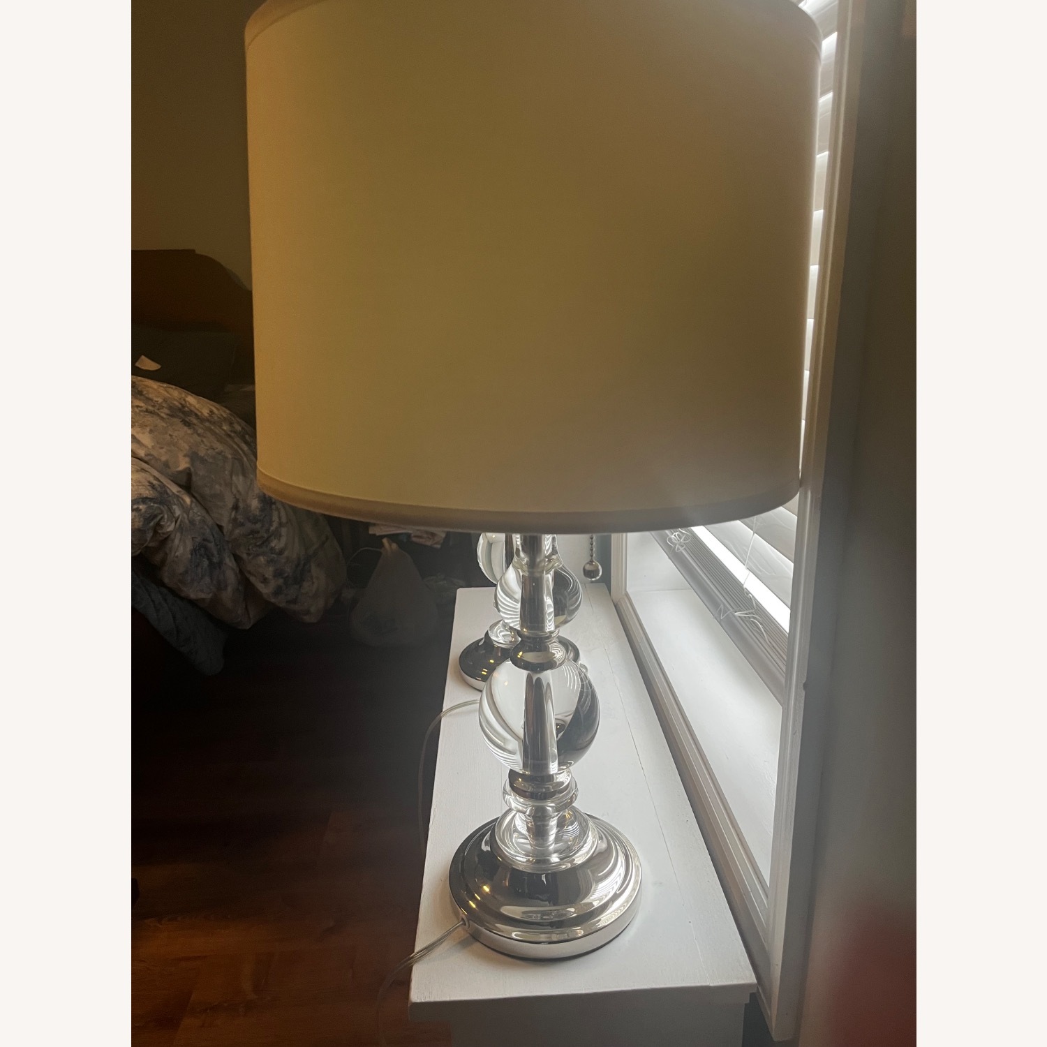 Silver Lamps With White Shades - image-4
