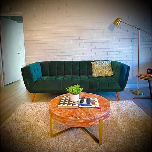 Used Modway Bestow Green Velvet 3+ Seater Sofa for sale on AptDeco