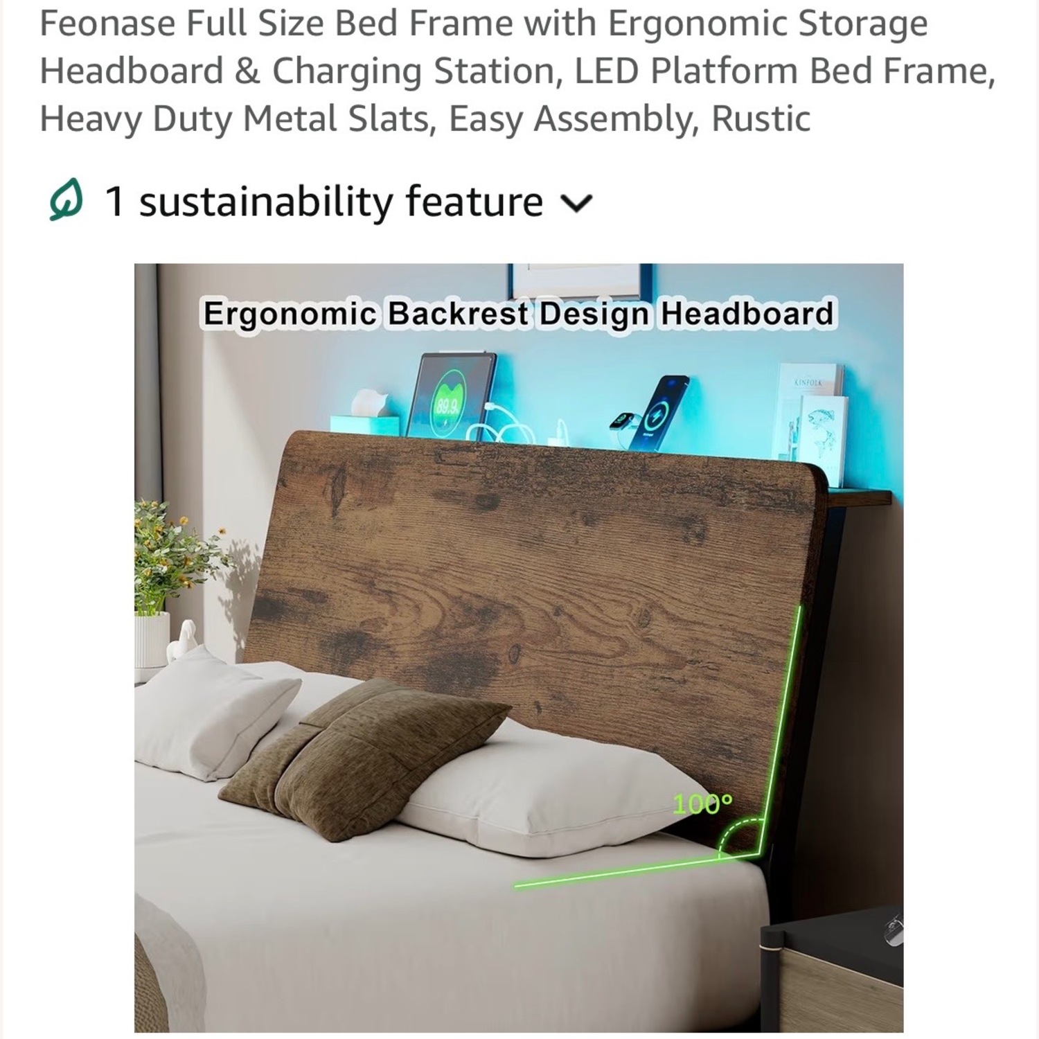 Amazon Dark Brown Wood Full Bed - image-3
