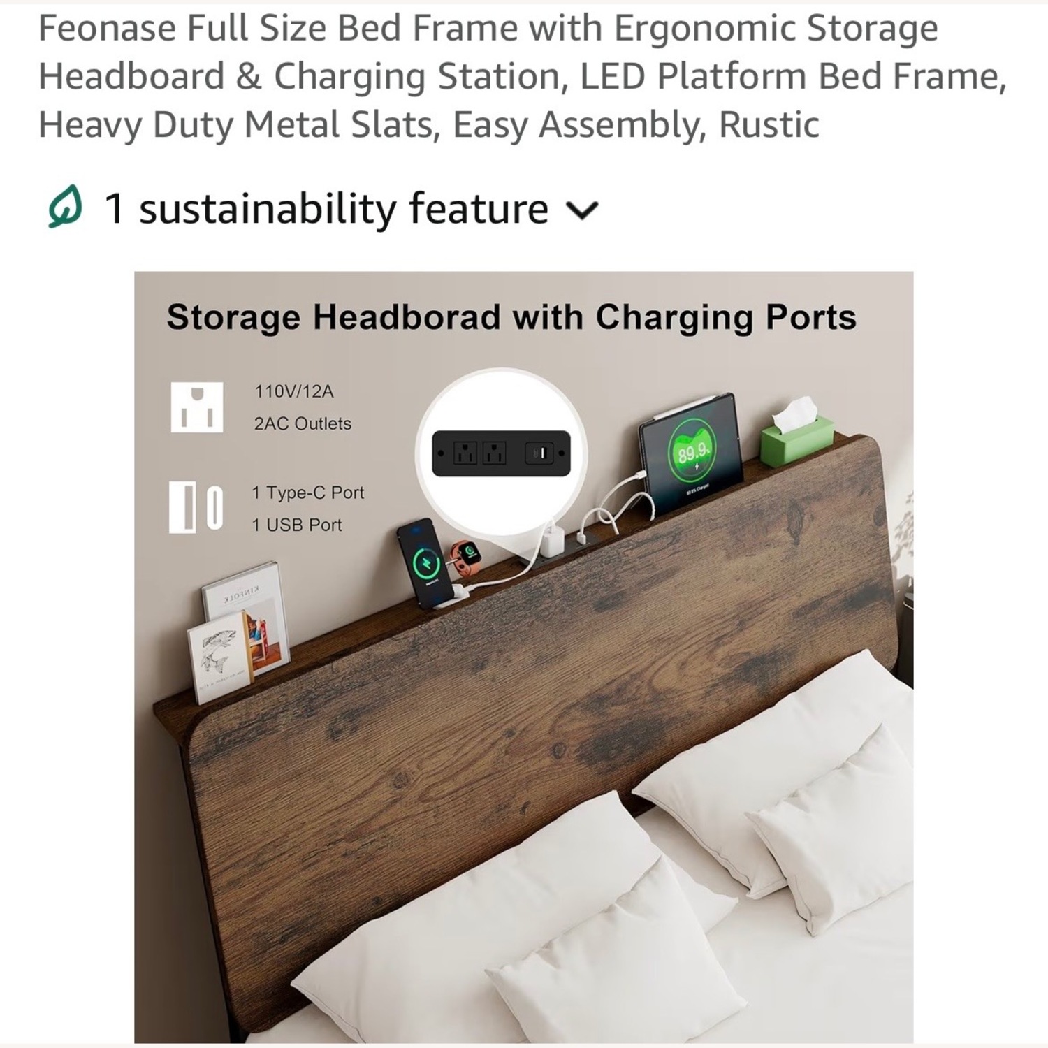 Amazon Dark Brown Wood Full Bed - image-4