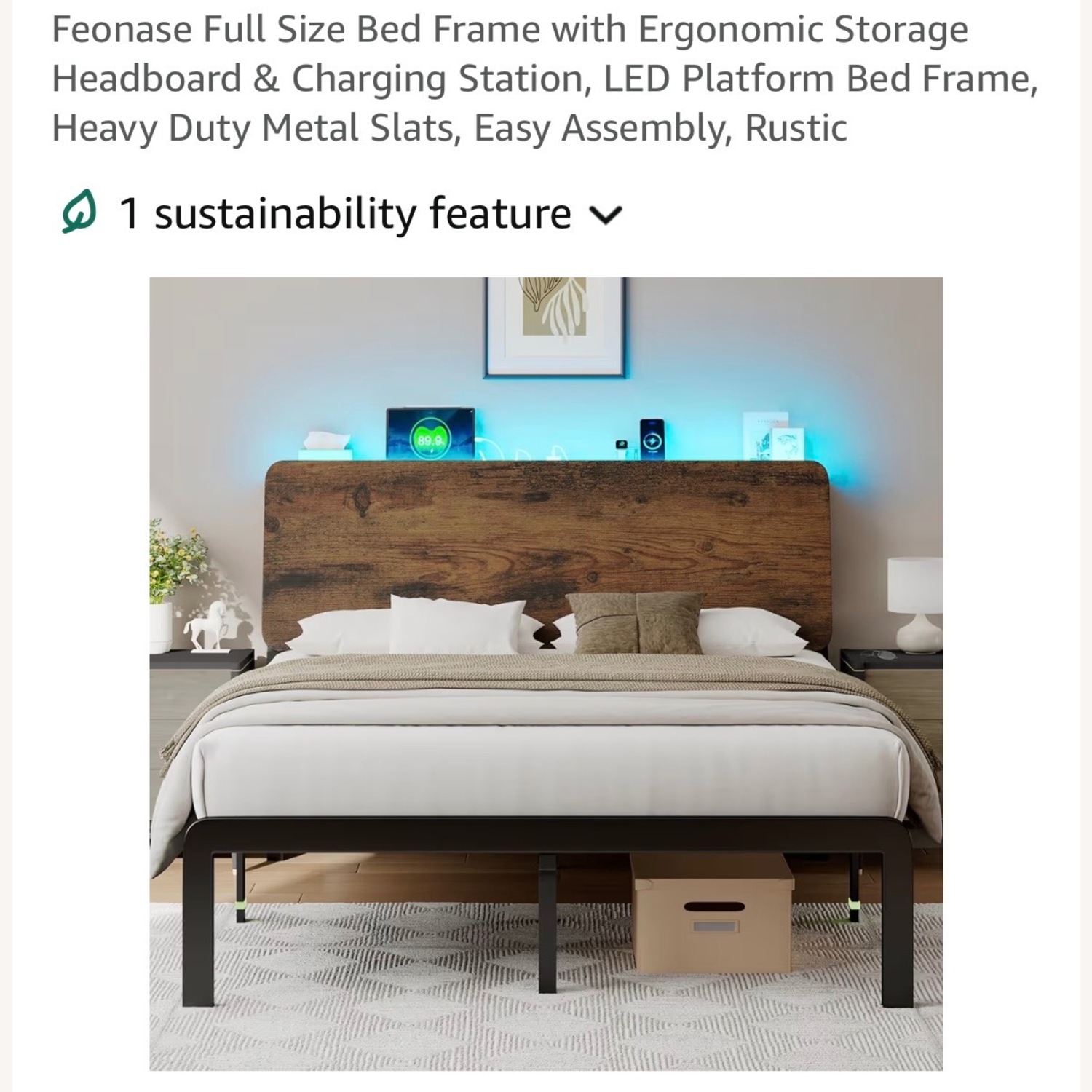 Amazon Dark Brown Wood Full Bed - image-9