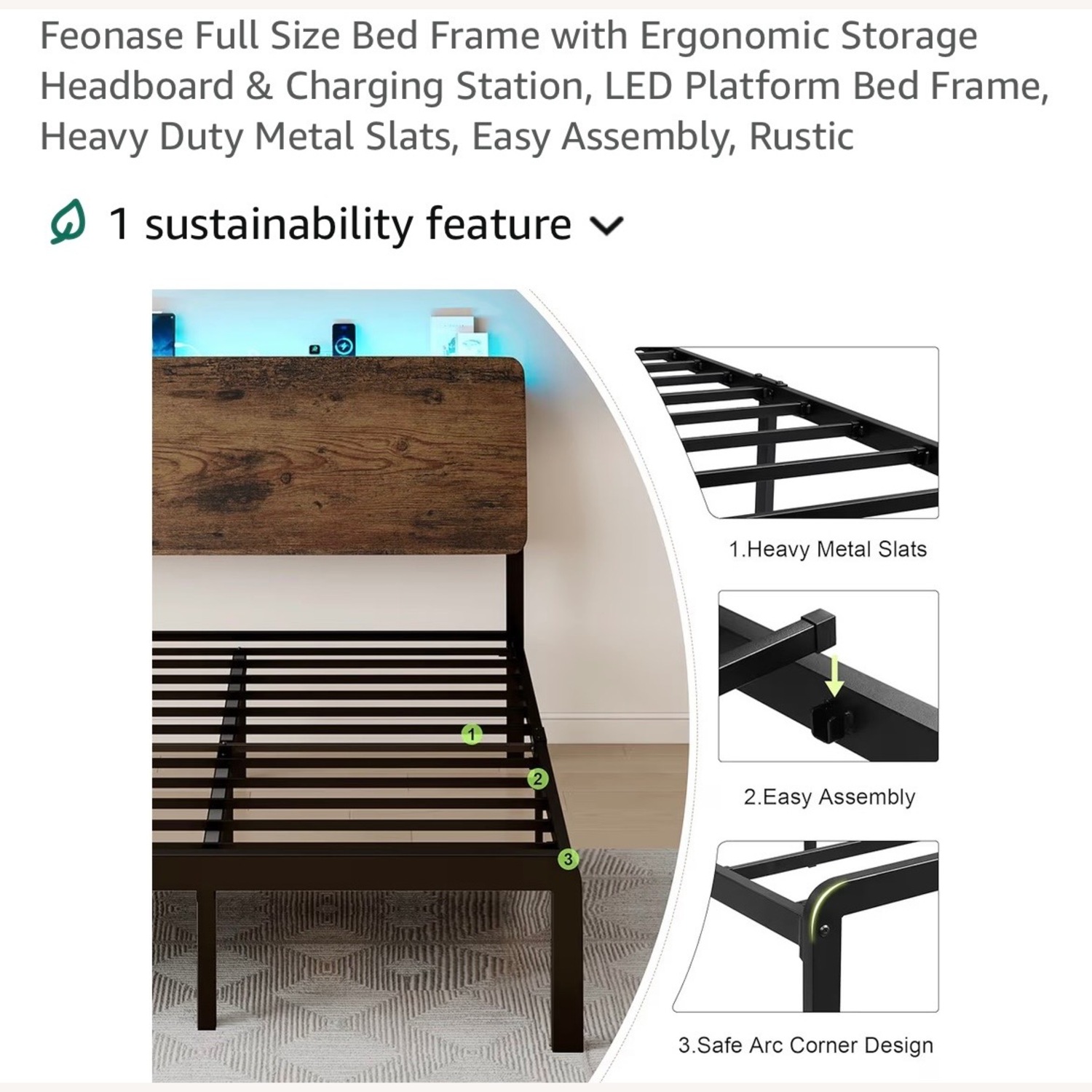 Amazon Dark Brown Wood Full Bed - image-6