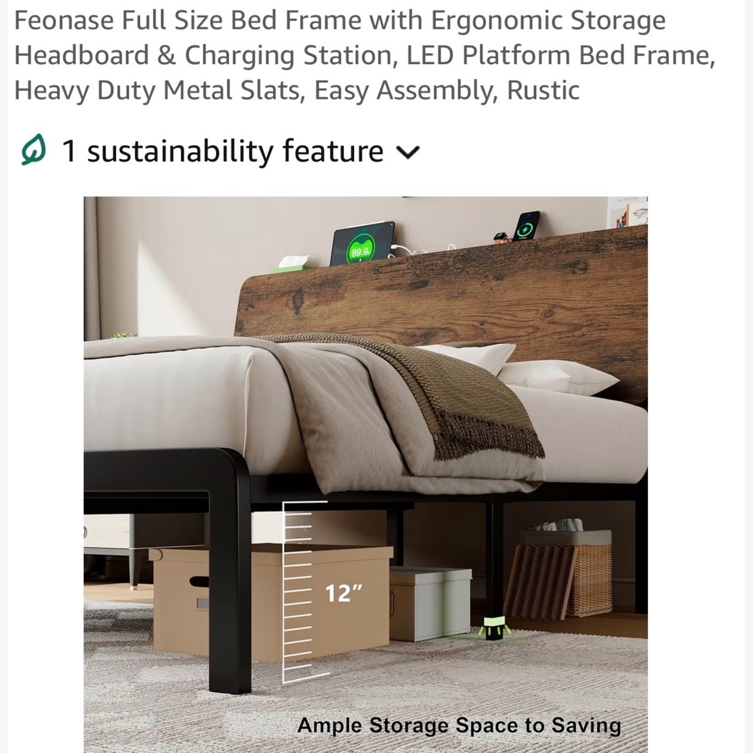 Amazon Dark Brown Wood Full Bed - image-5