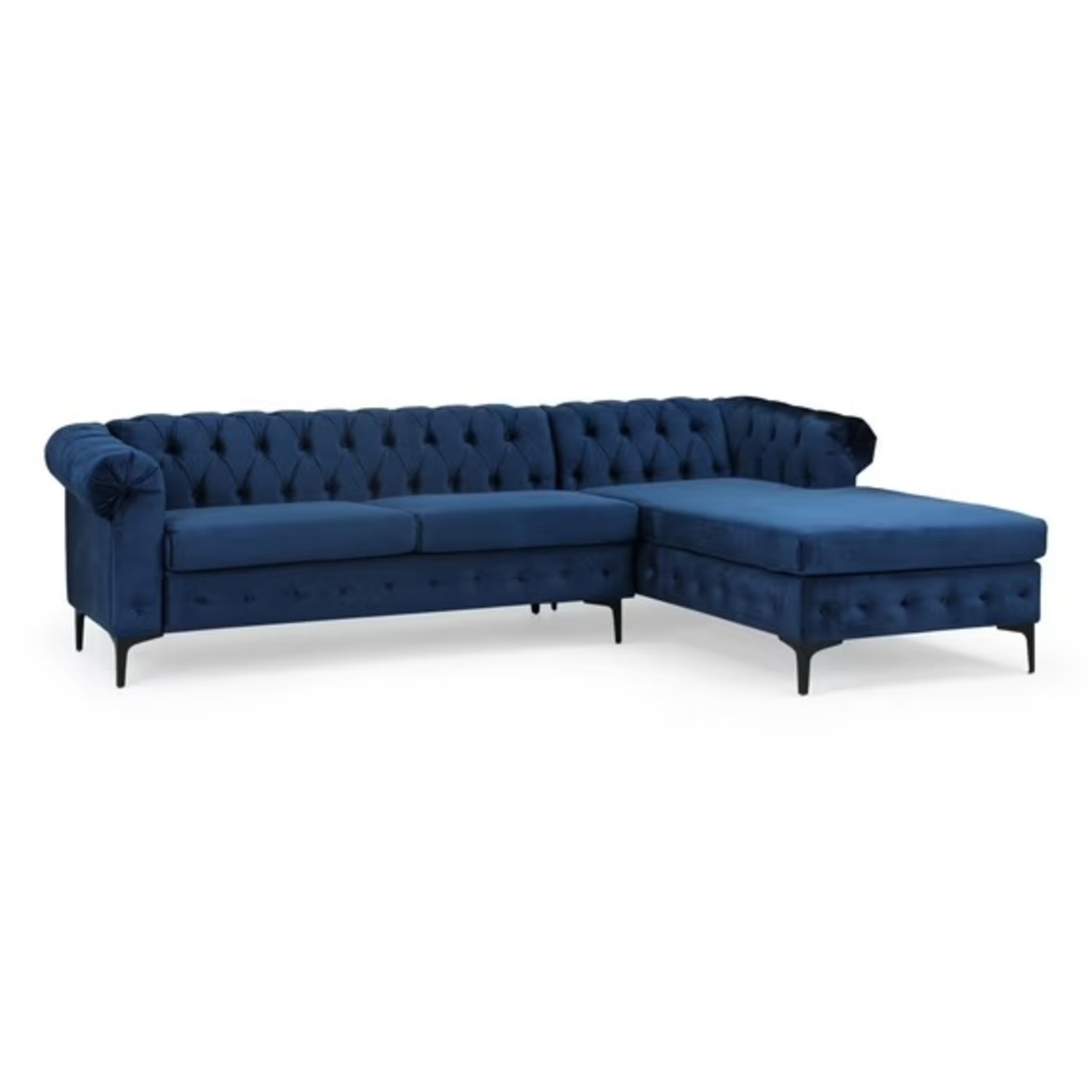 Wayfair Blue Velvet 2 Piece Sectional - image-4