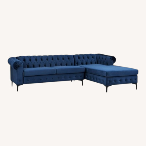 Used Wayfair Blue Velvet 2 Piece Sectional for sale on AptDeco