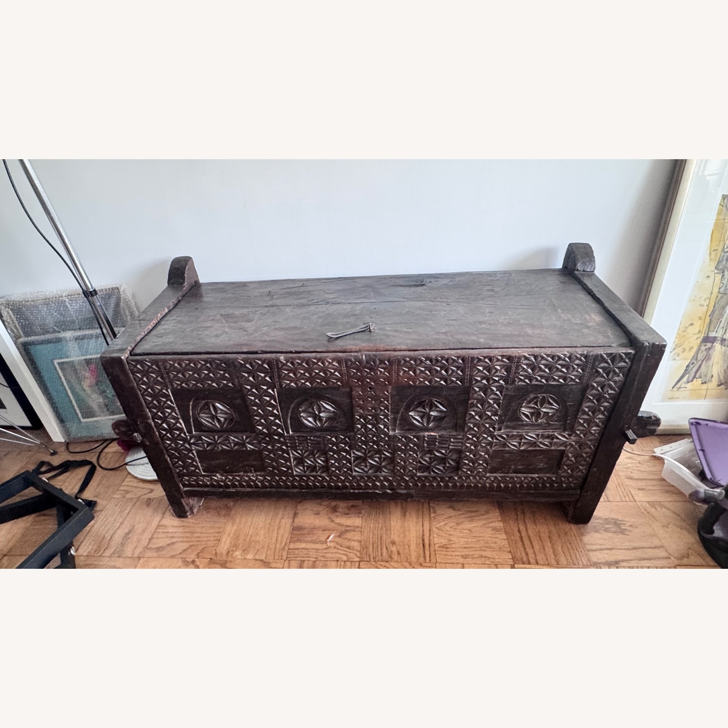 Antique Dark Brown Chest - image-3