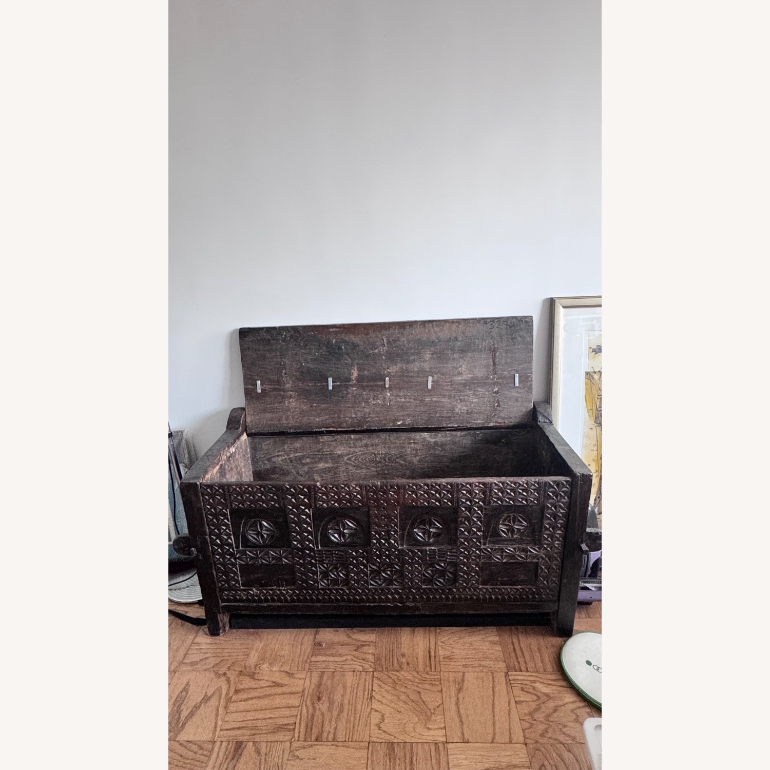 Antique Dark Brown Chest - image-2