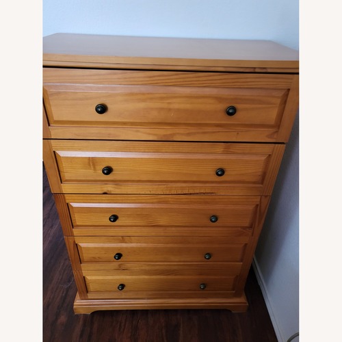 Used Modern Design Light Brown Wood Chest for sale on AptDeco