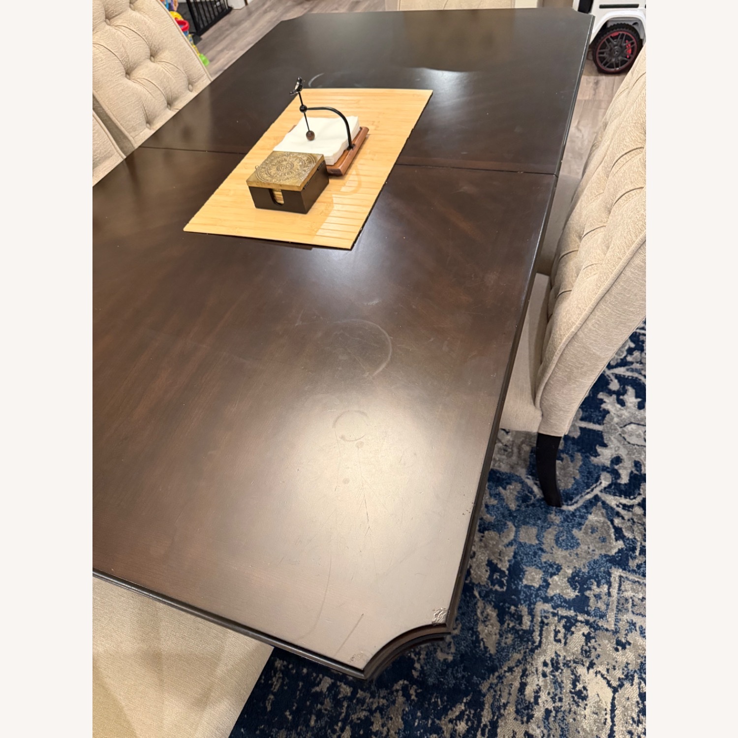 Raymour & Flanigan Dark Brown Wood Dining Table - image-3
