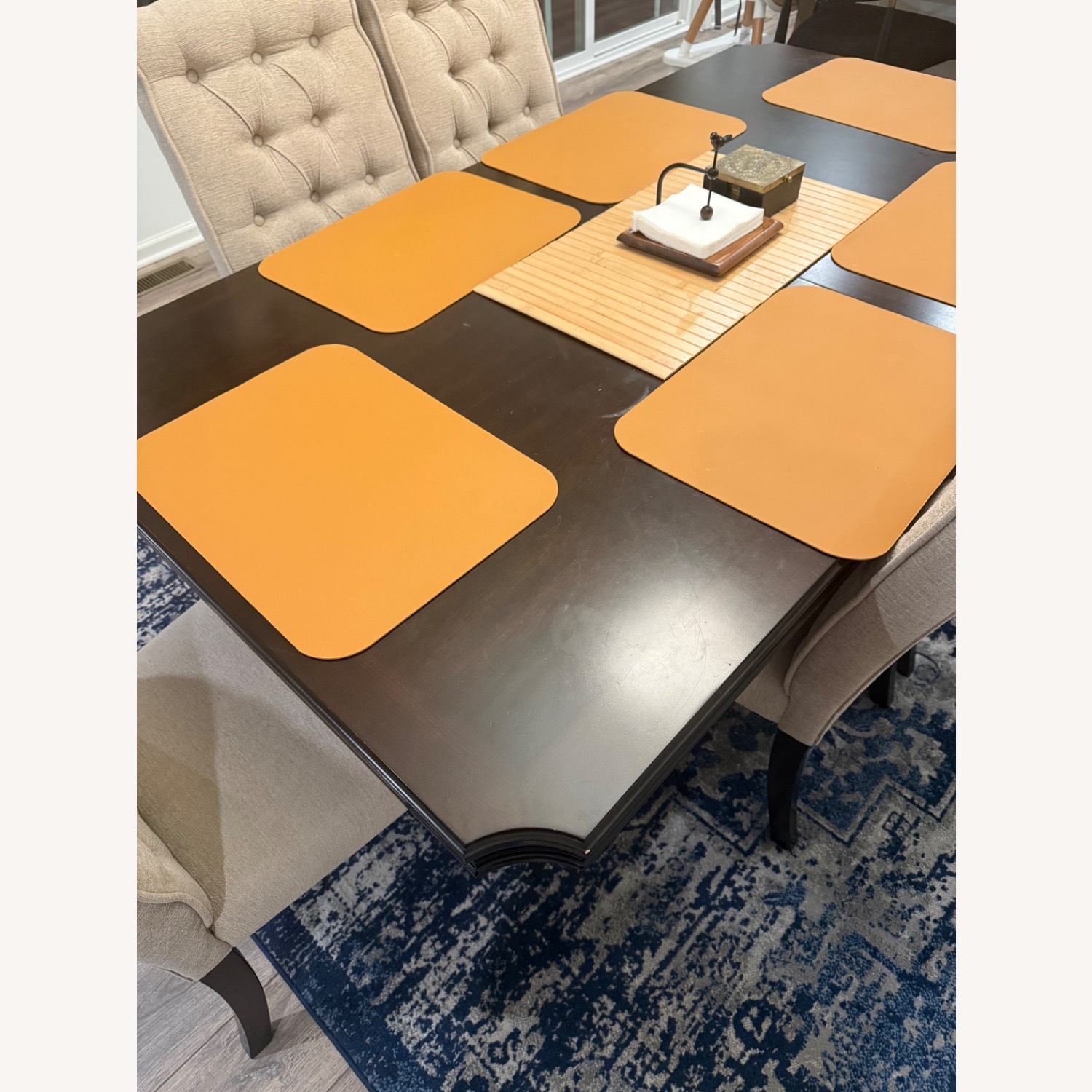 Raymour & Flanigan Dark Brown Wood Dining Table - image-7